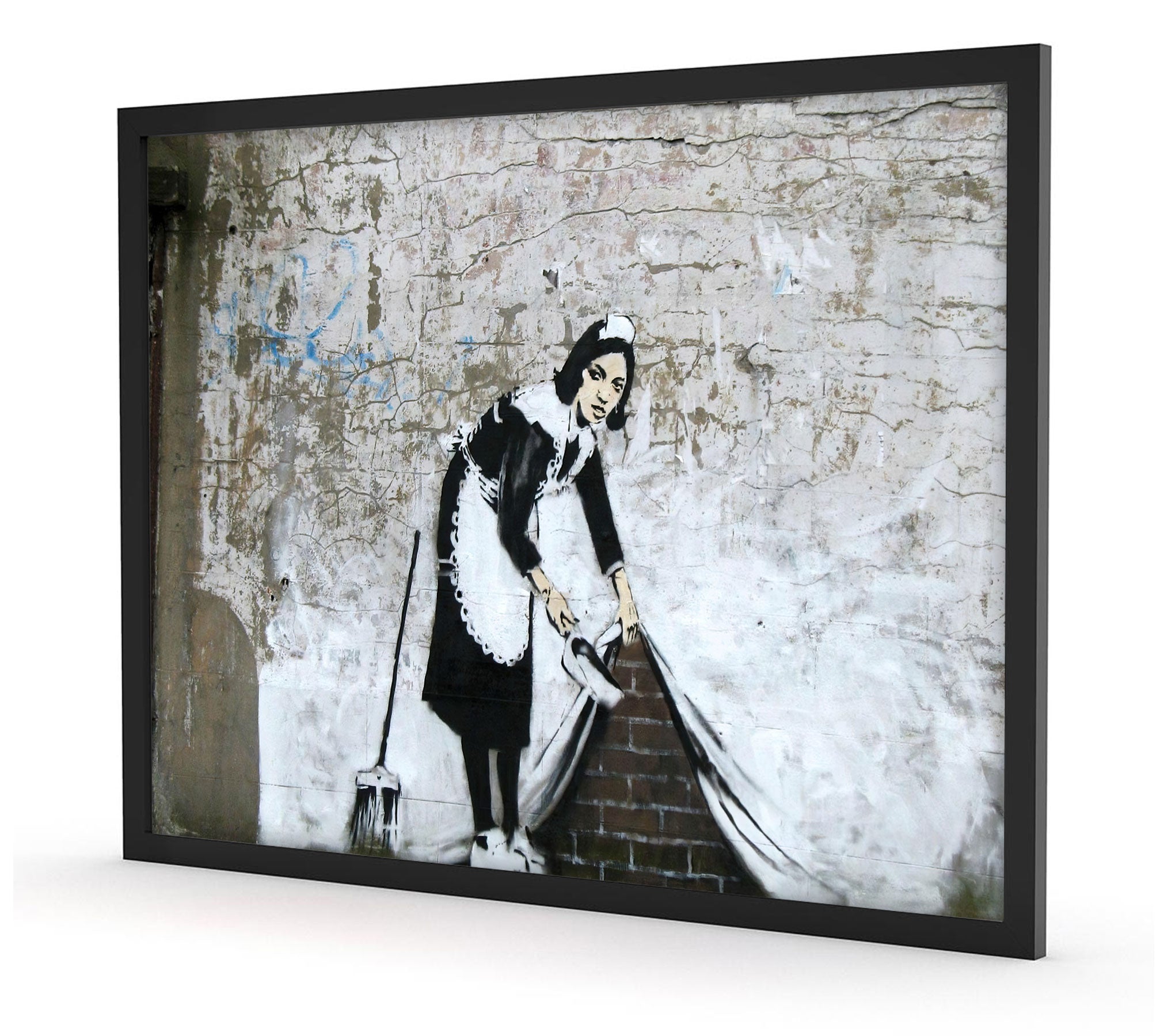 Banksy - Putz Frau , Poster im Rahmen