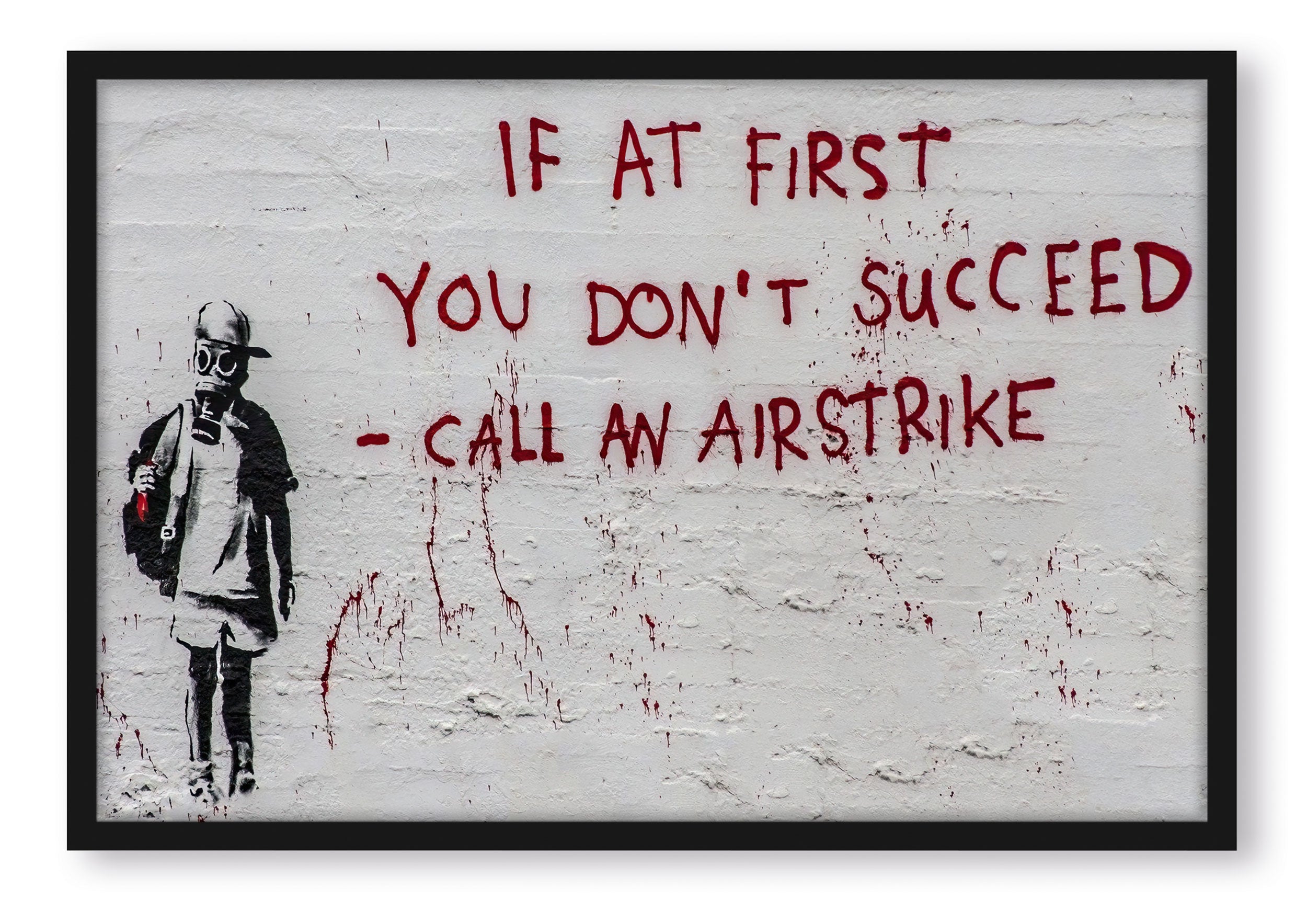 Banksy - Call an Airstrike, Poster im Rahmen