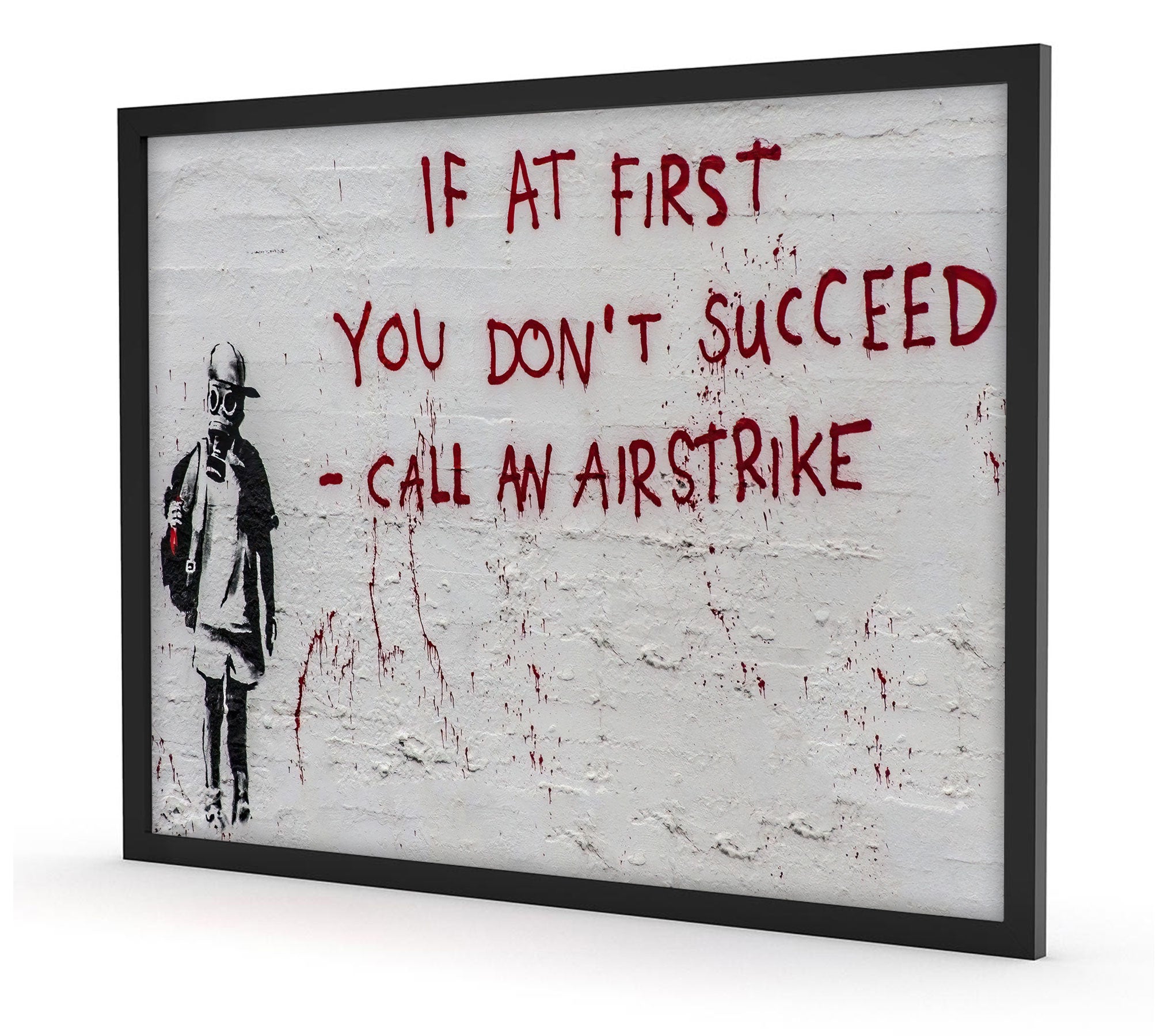 Banksy - Call an Airstrike, Poster im Rahmen