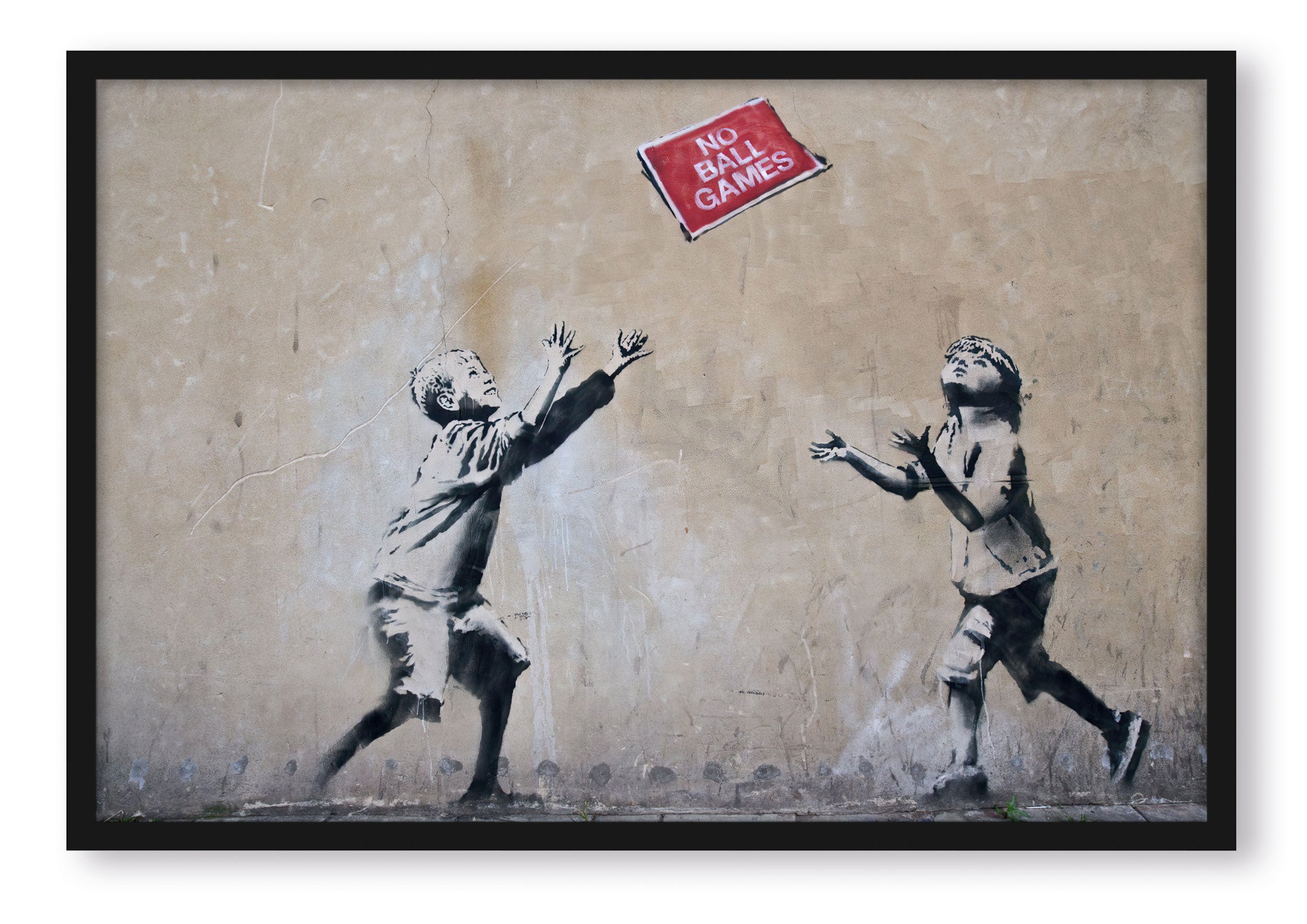 Banksy - No Balls Game , Poster im Rahmen