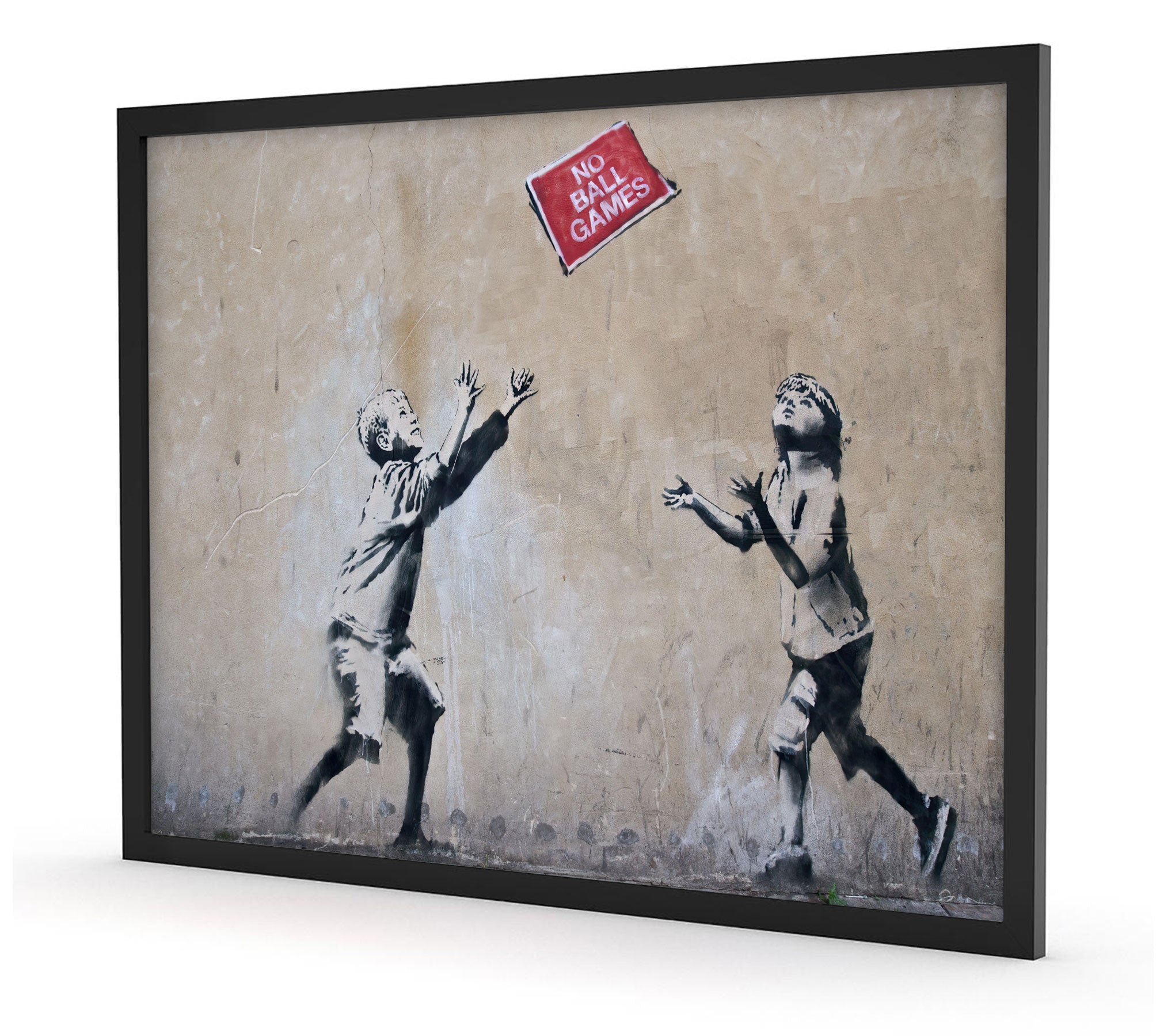 Banksy - No Balls Game , Poster im Rahmen