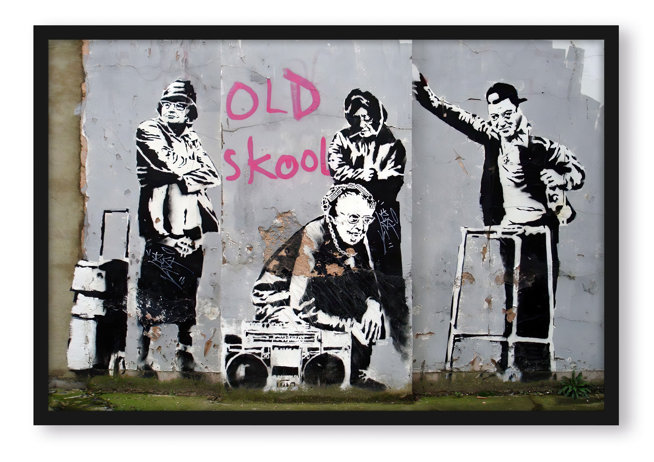 Banksy - Old Skool, Poster im Rahmen