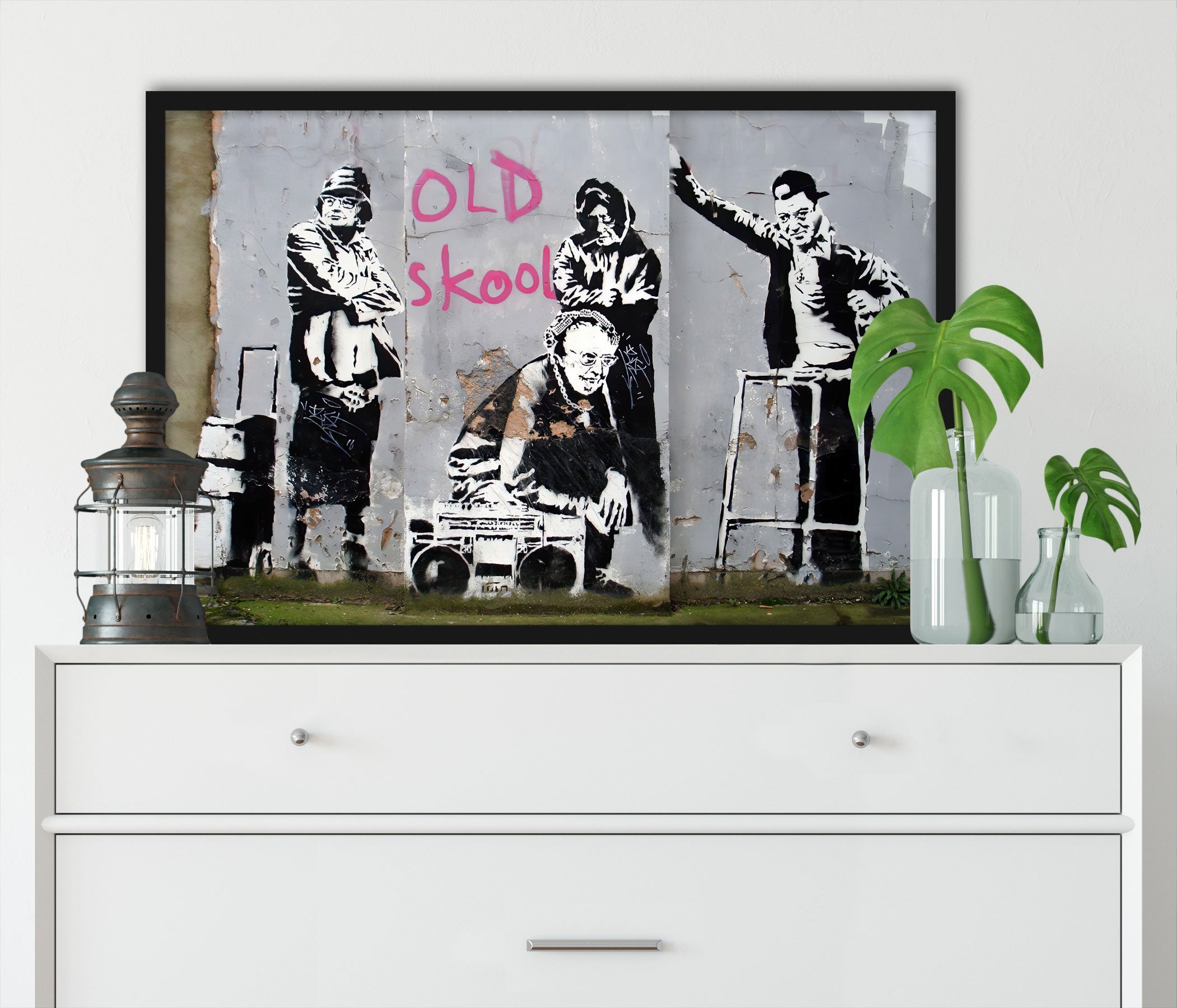 Banksy - Old Skool, Poster im Rahmen