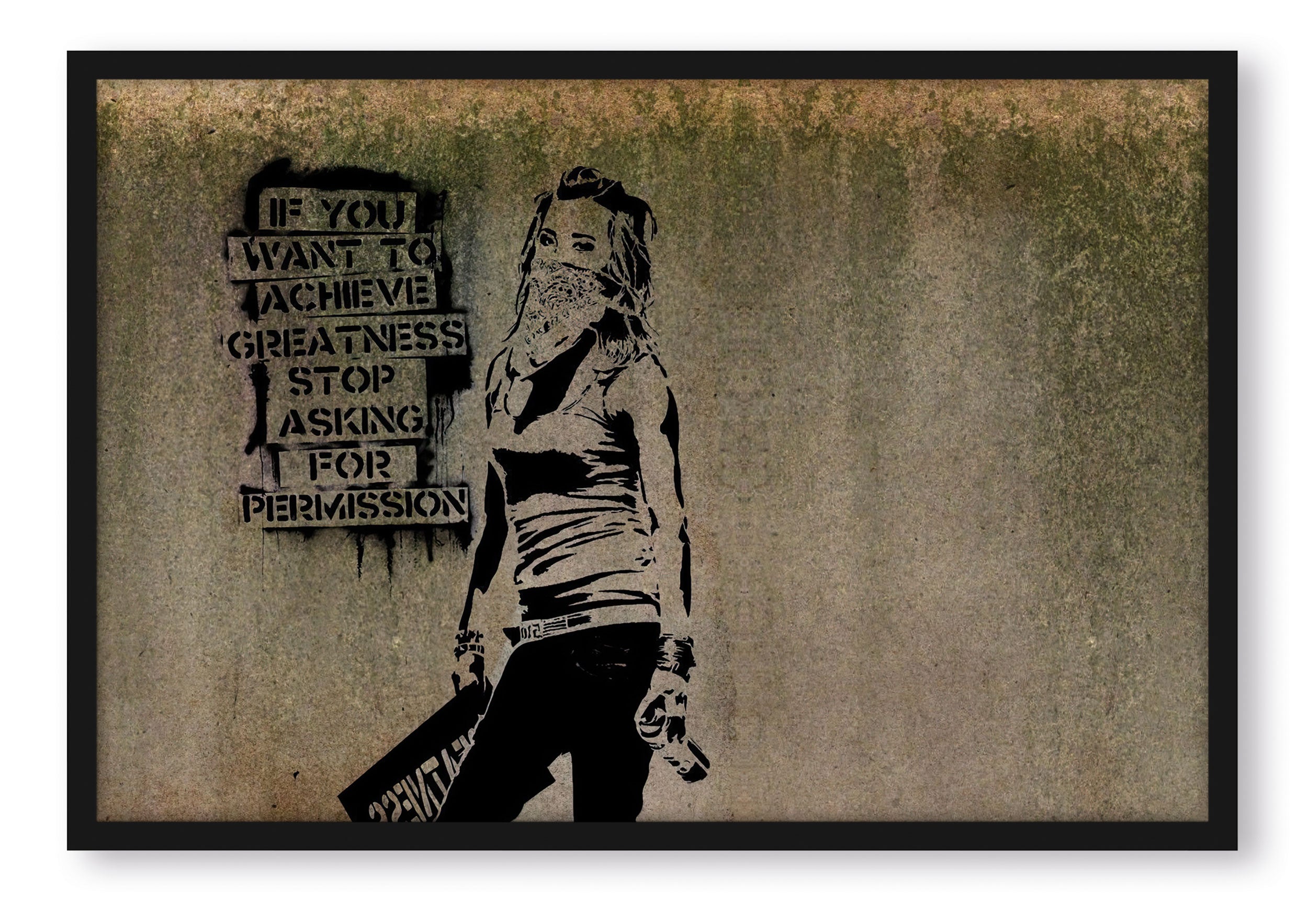 Banksy - Permission Quote, Poster im Rahmen