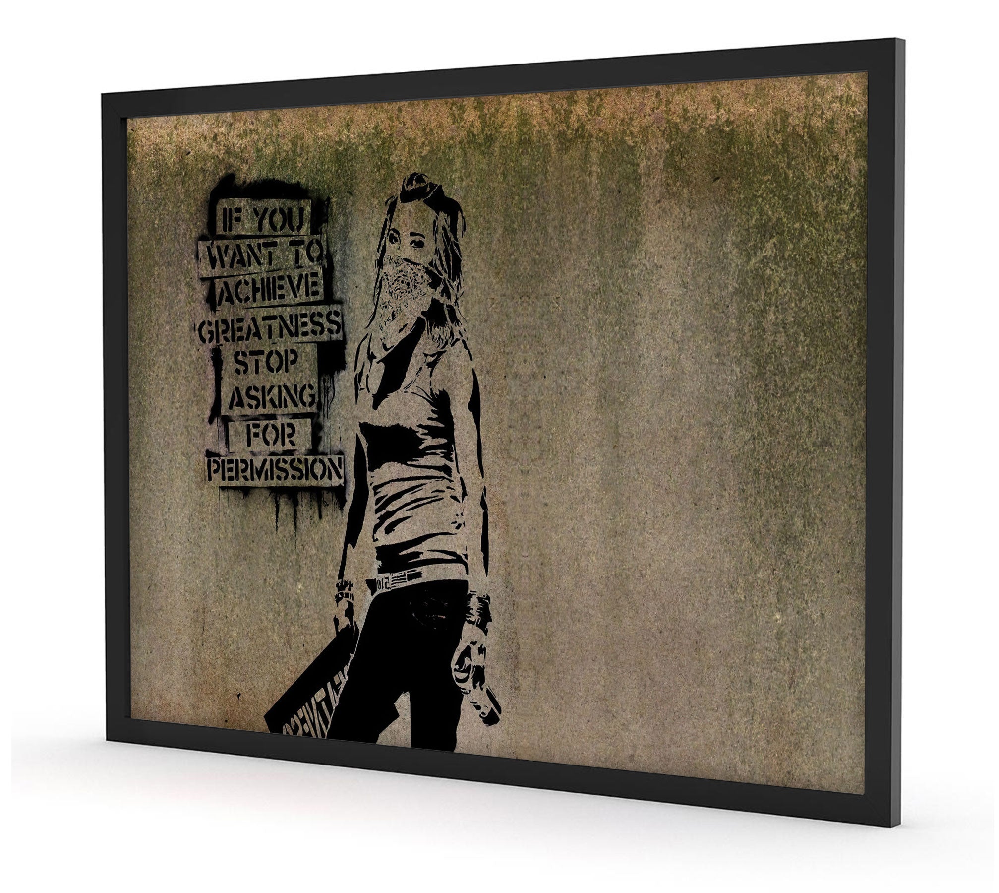 Banksy - Permission Quote, Poster im Rahmen