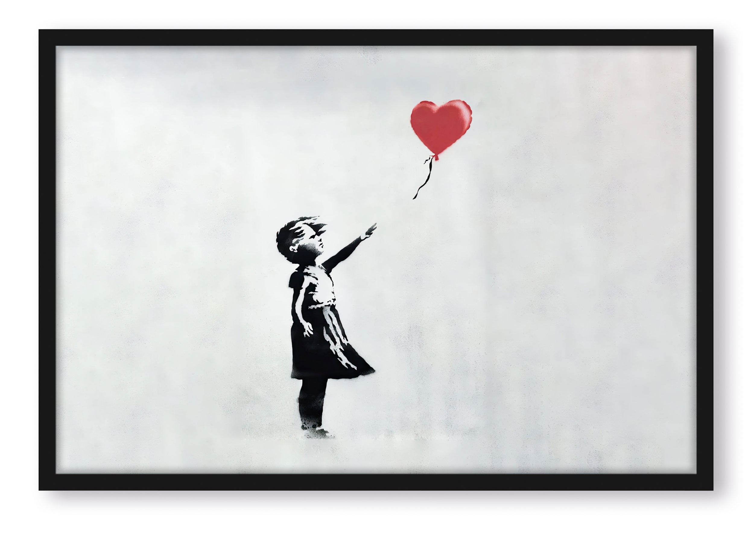 Banksy - Kind mit rotem Ballon , Poster im Rahmen