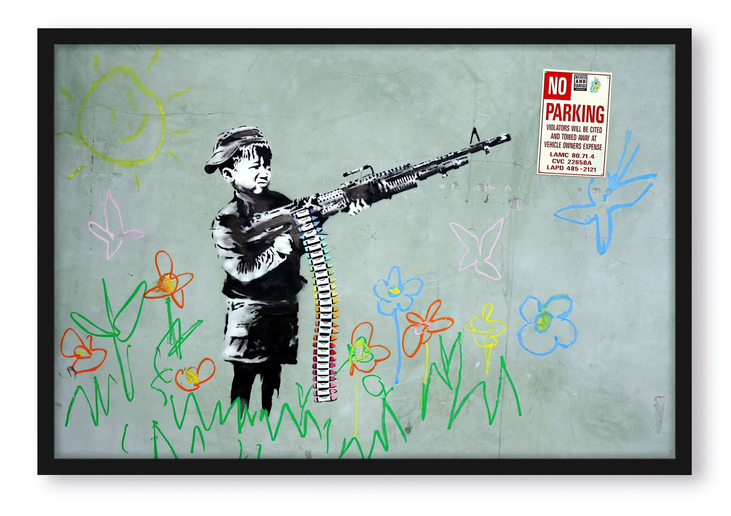 Banksy - No Parking, Poster im Rahmen