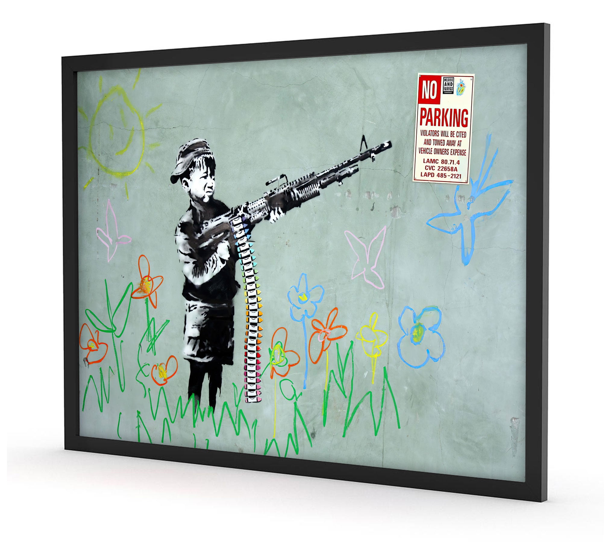 Banksy - No Parking, Poster im Rahmen