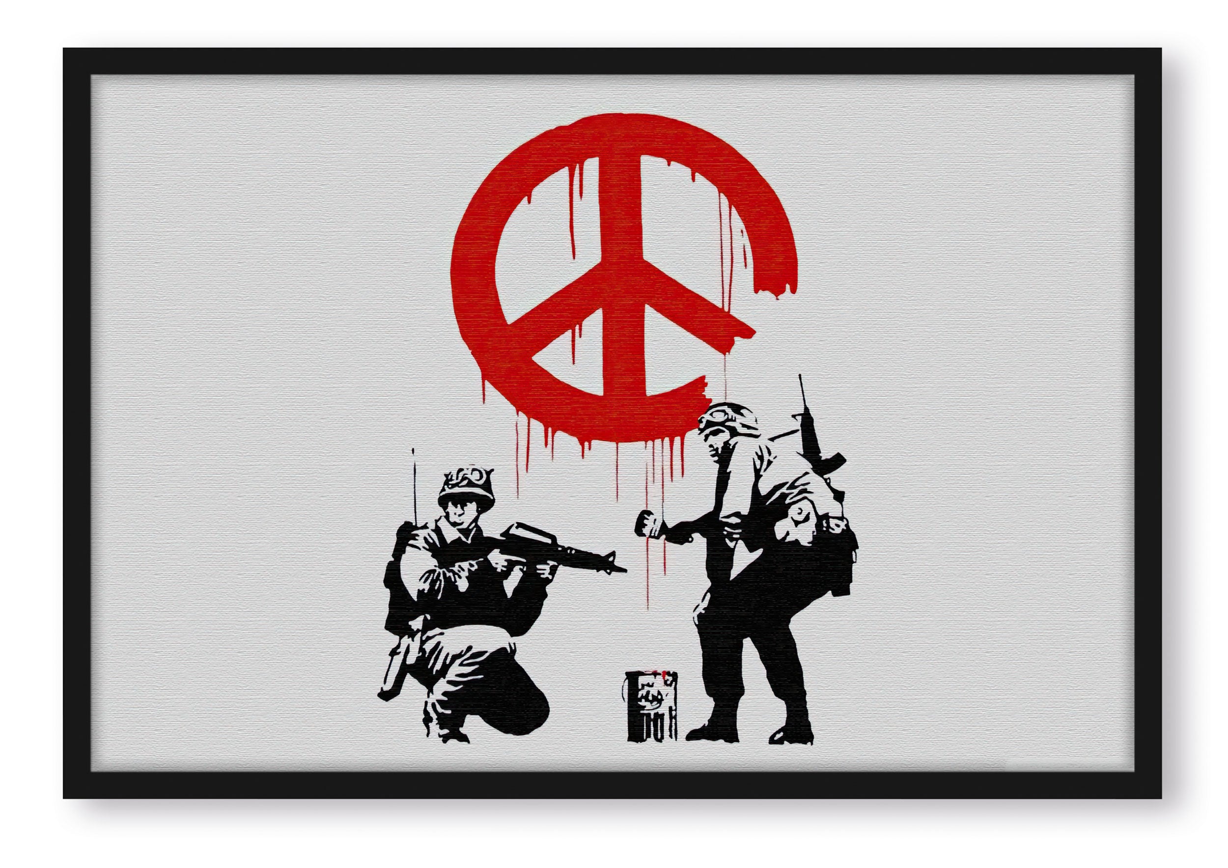 Banksy - Friedens zeichen , Poster im Rahmen