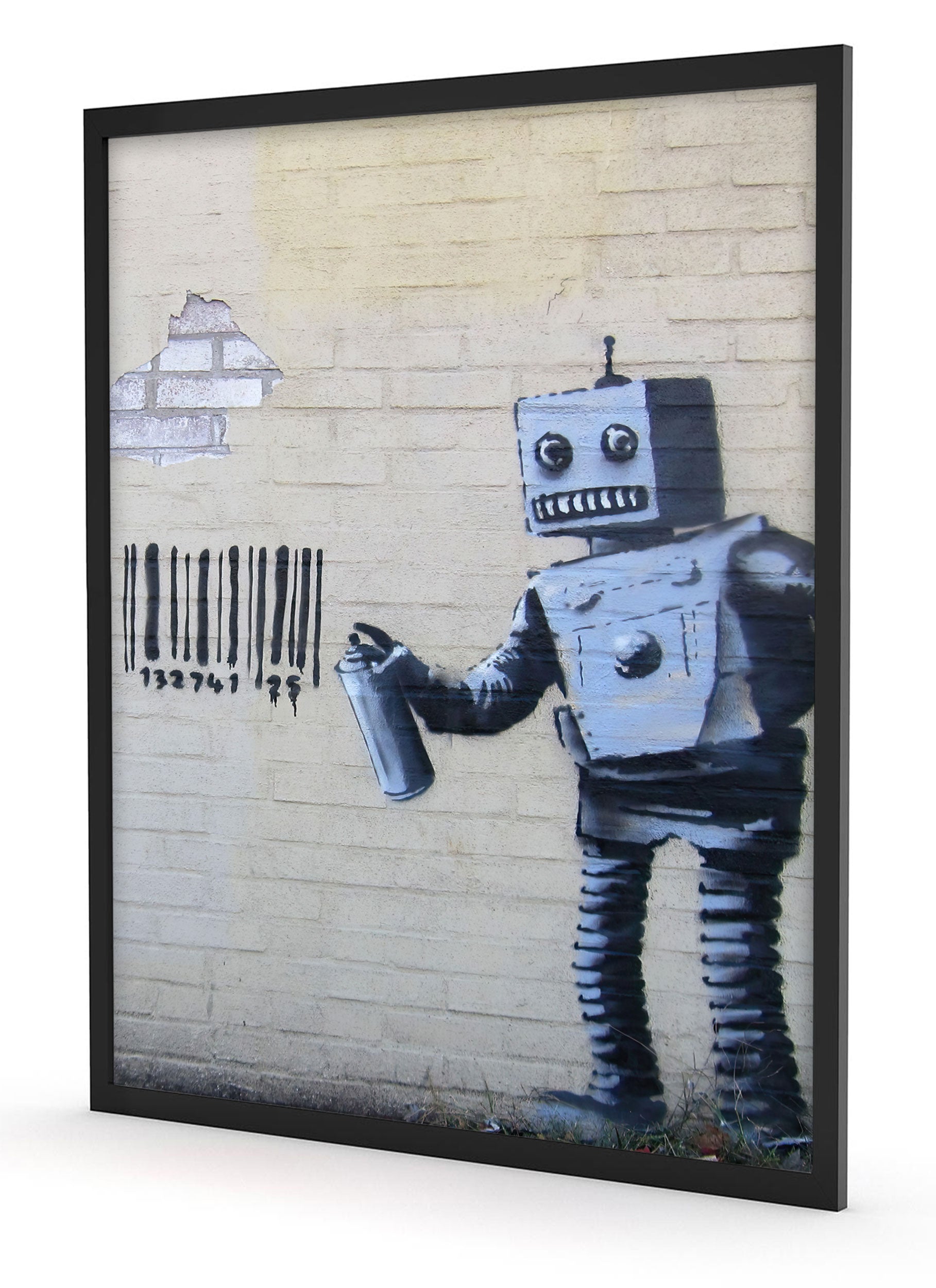 Banksy - Roboter mit code , Poster im Rahmen