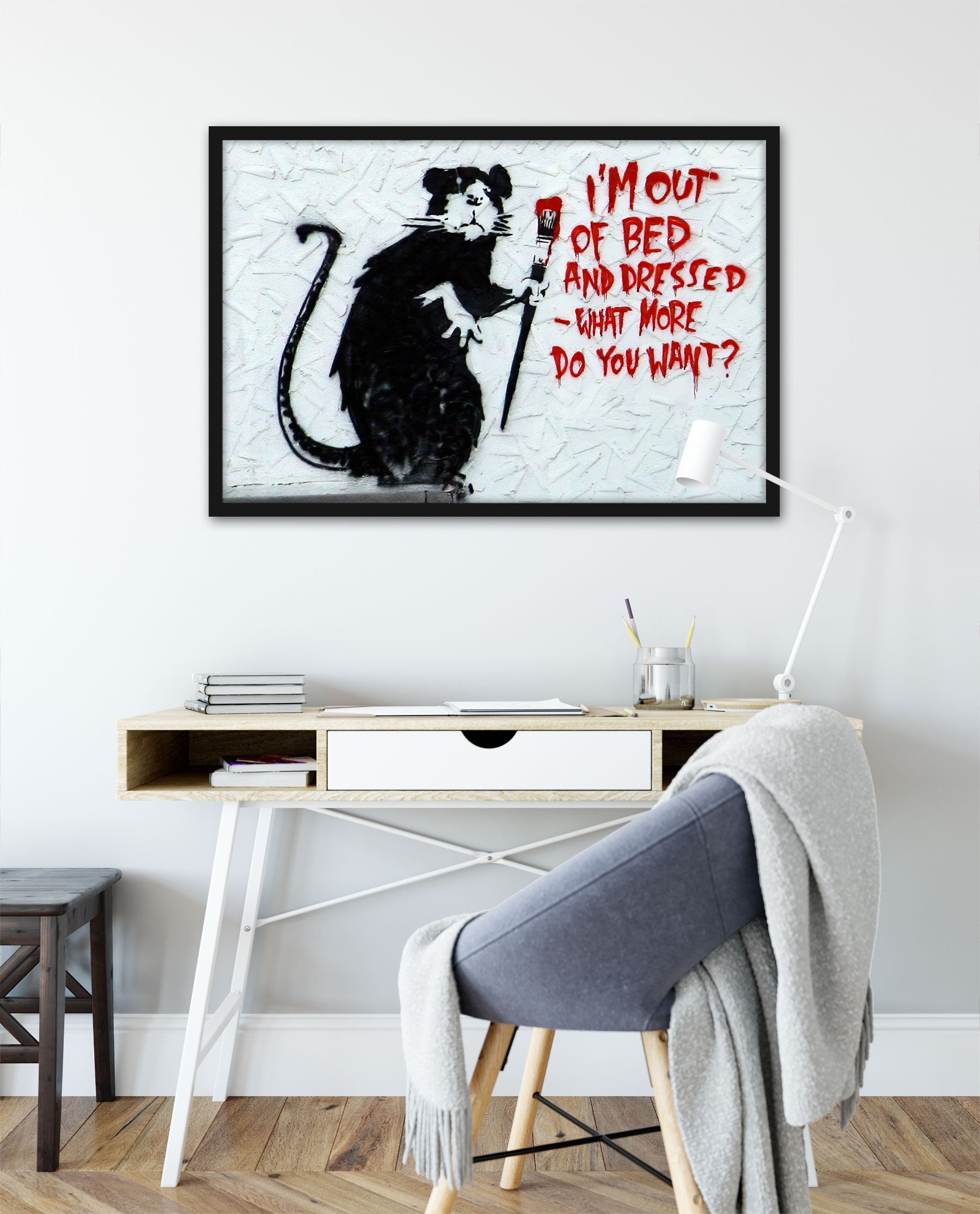 Banksy - Do you want Ratte, Poster im Rahmen