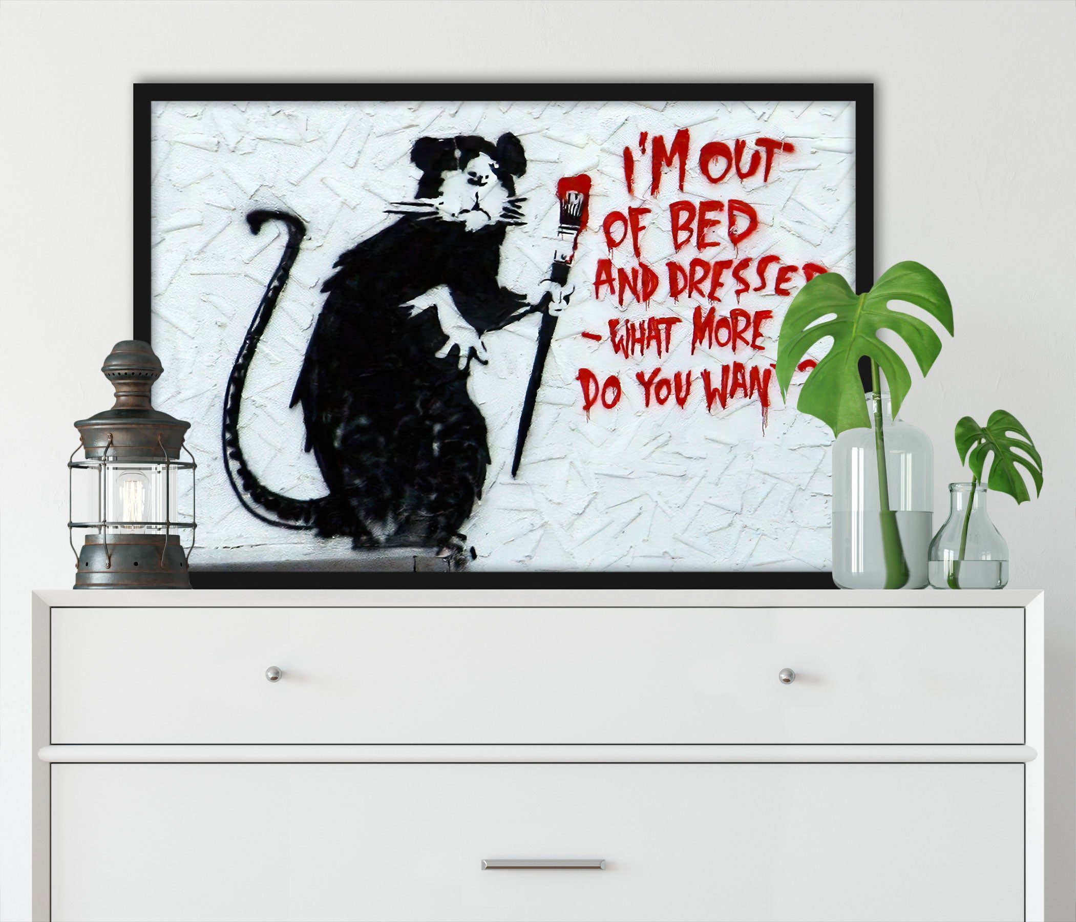 Banksy - Do you want Ratte, Poster im Rahmen