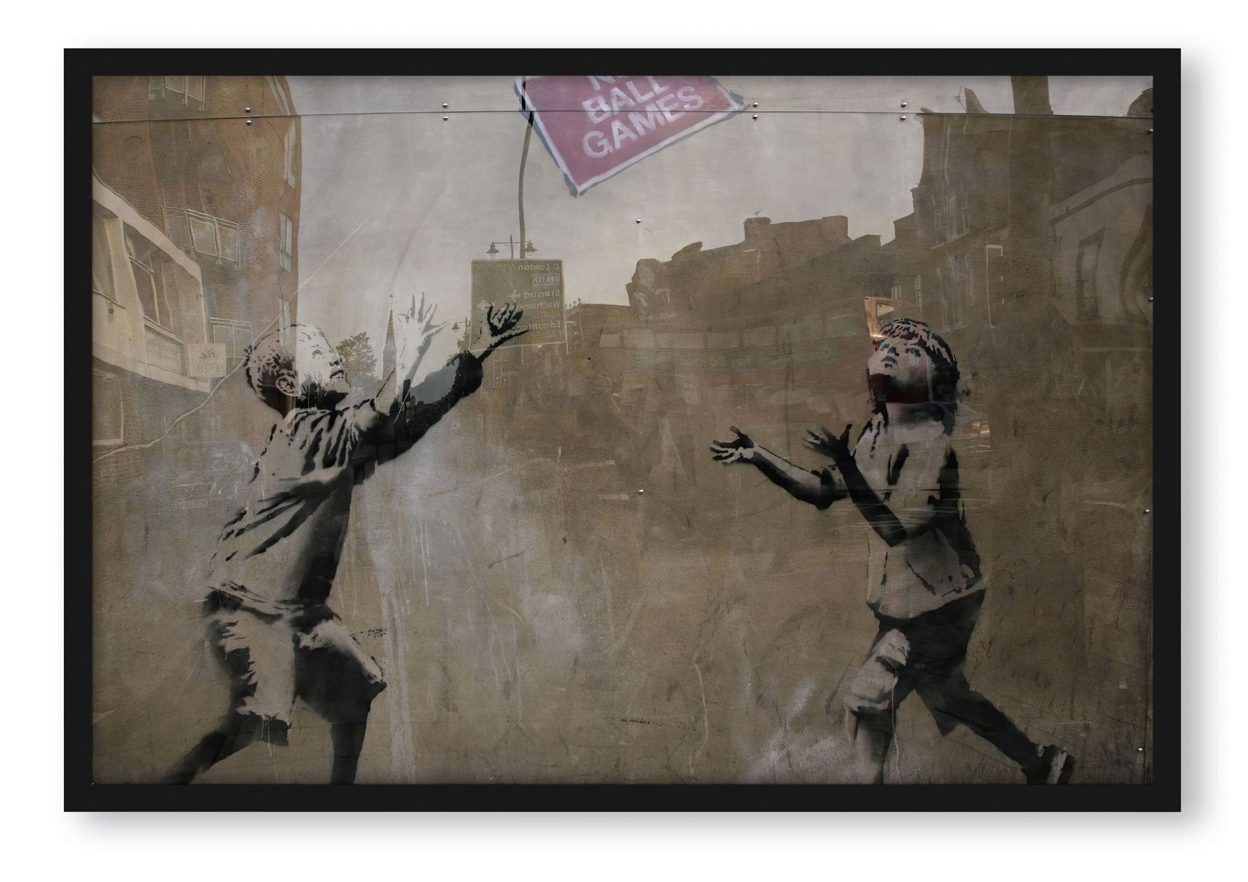 Banksy - No Balls Game etwas anders , Poster im Rahmen