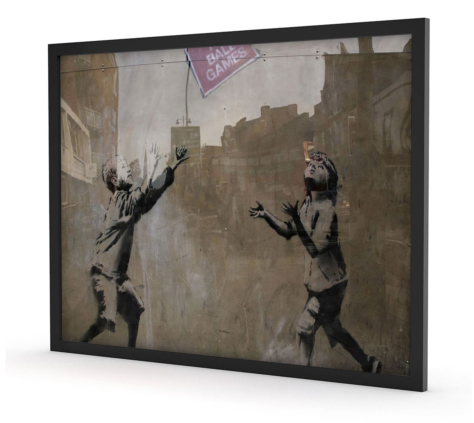 Banksy - No Balls Game etwas anders , Poster im Rahmen