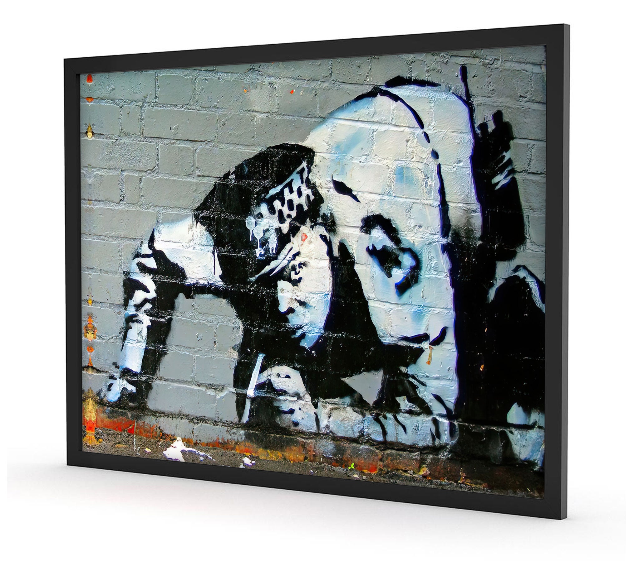 Banksy - Schauender Polizist , Poster im Rahmen