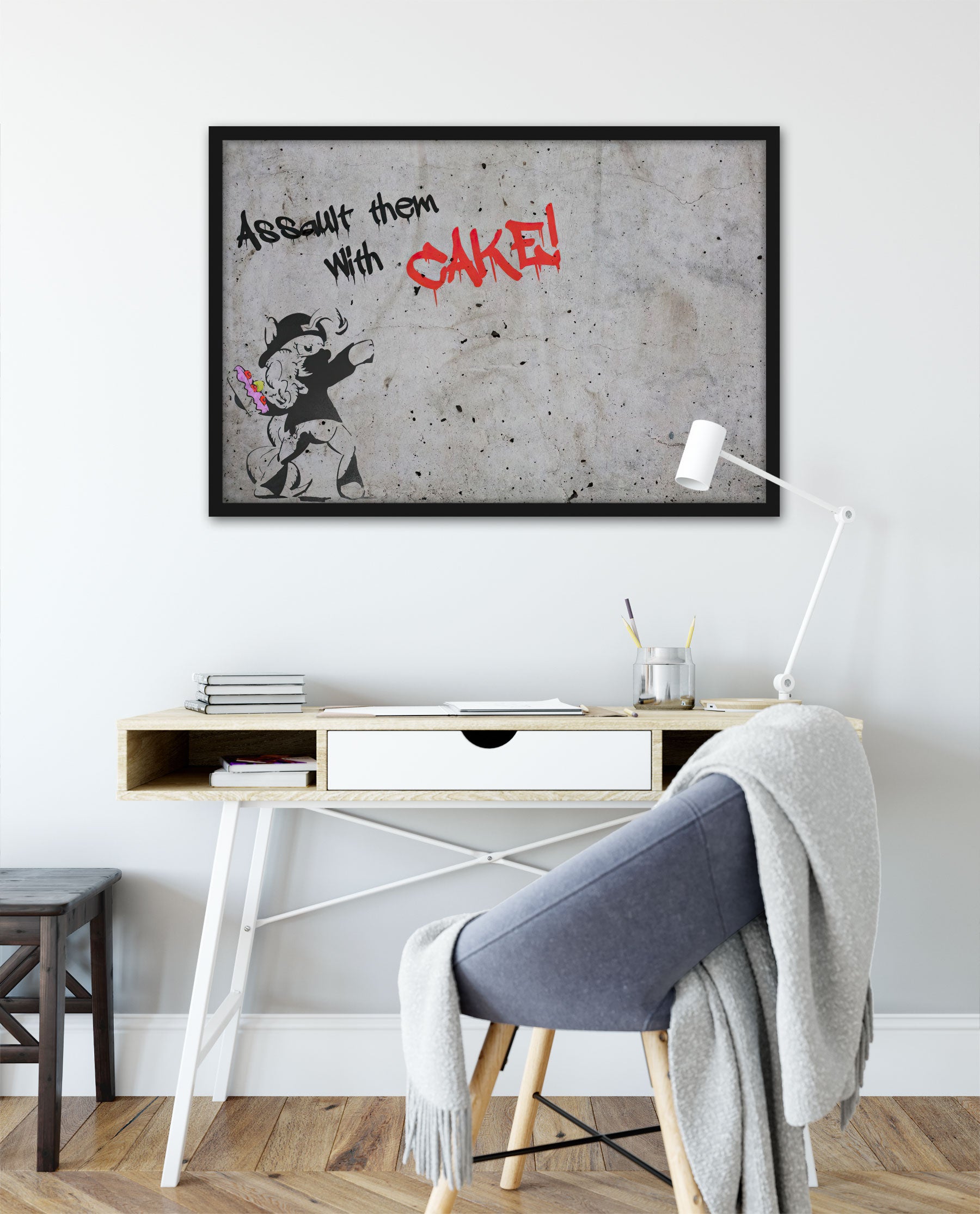 Banksy - Cake , Poster im Rahmen