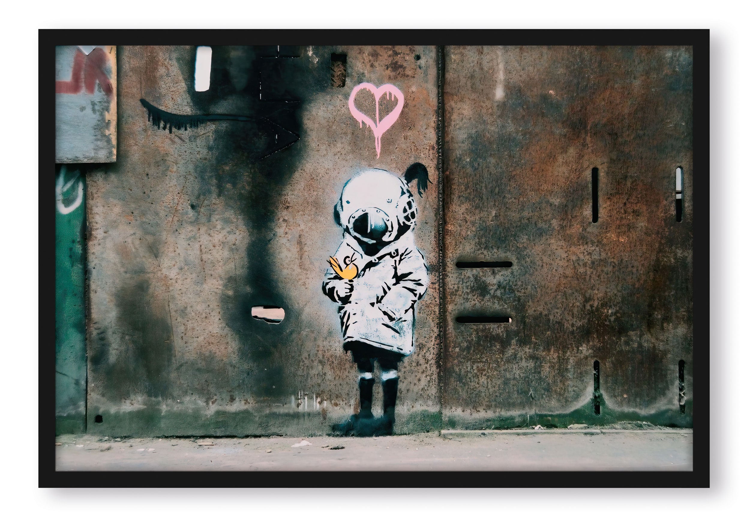 Banksy - Kind mit Anzug , Poster im Rahmen