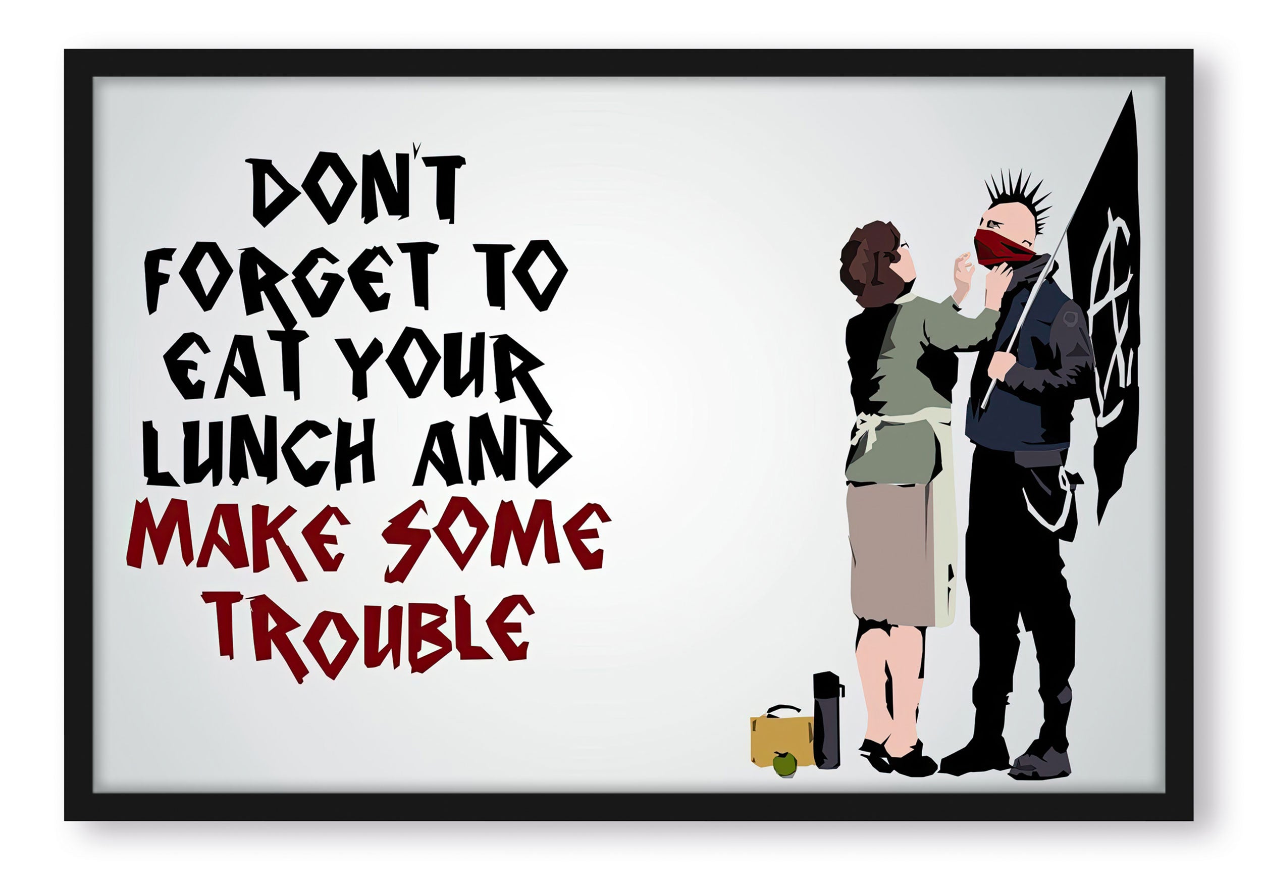 Banksy - Make some Trouble, Poster im Rahmen