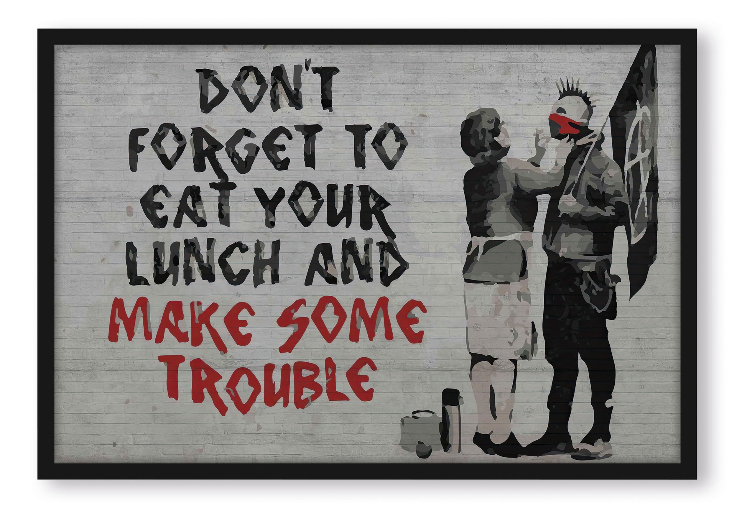 Banksy - Make some Trouble 2.0, Poster im Rahmen