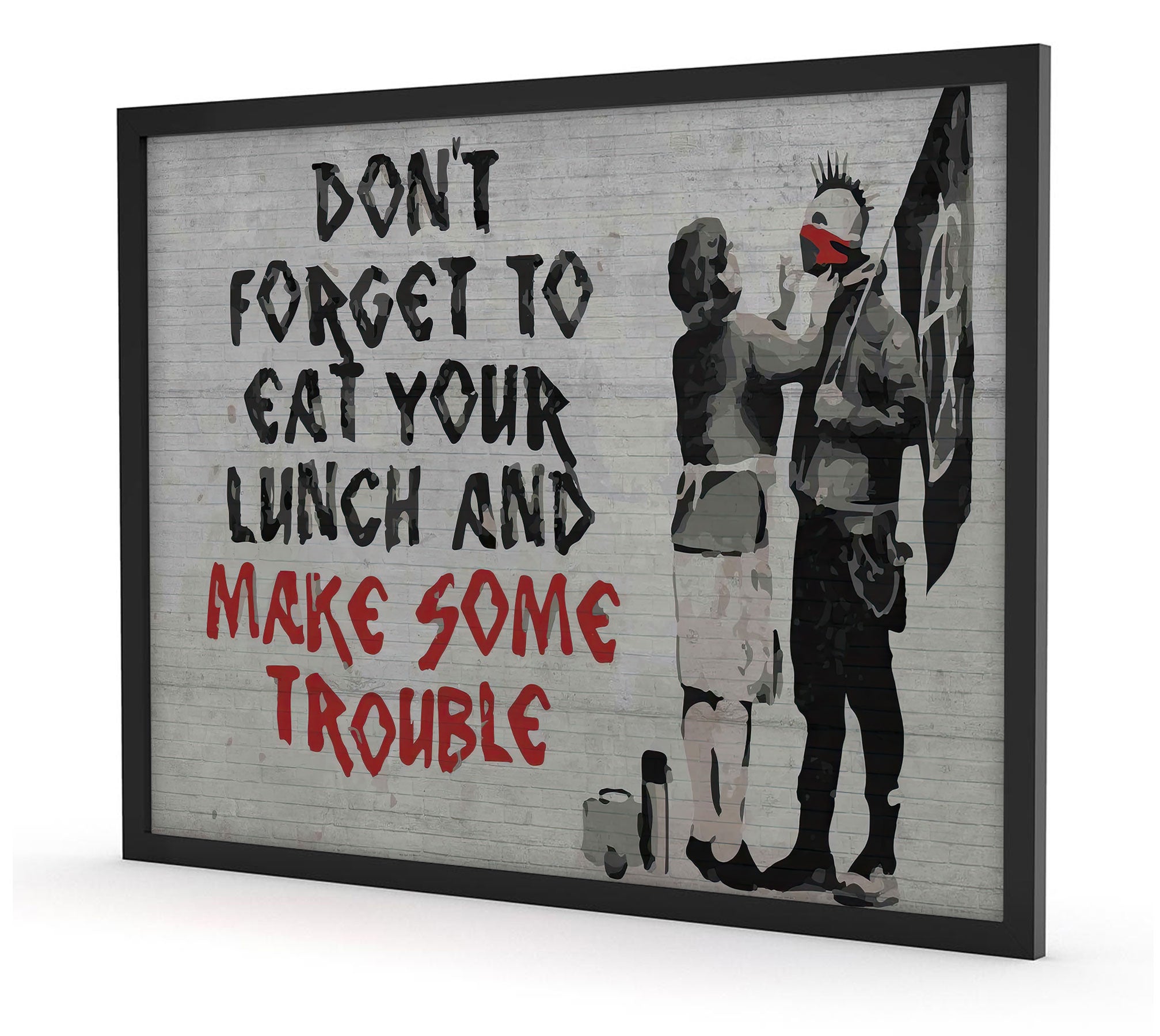 Banksy - Make some Trouble 2.0, Poster im Rahmen