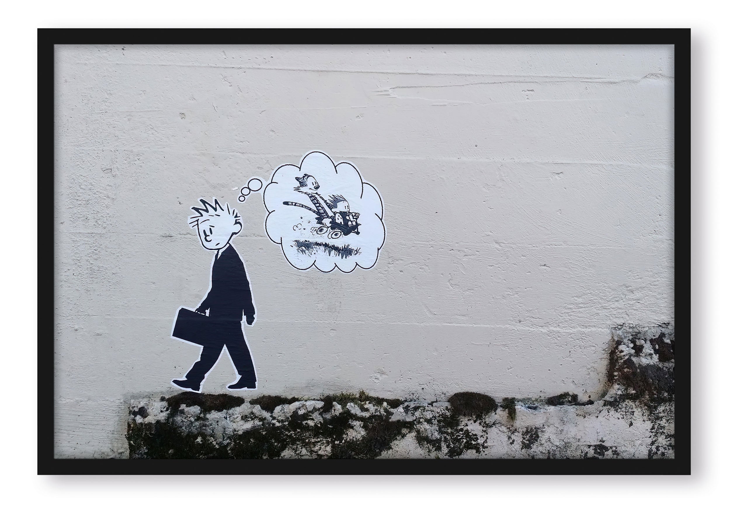 Banksy - Trauriger mann , Poster im Rahmen