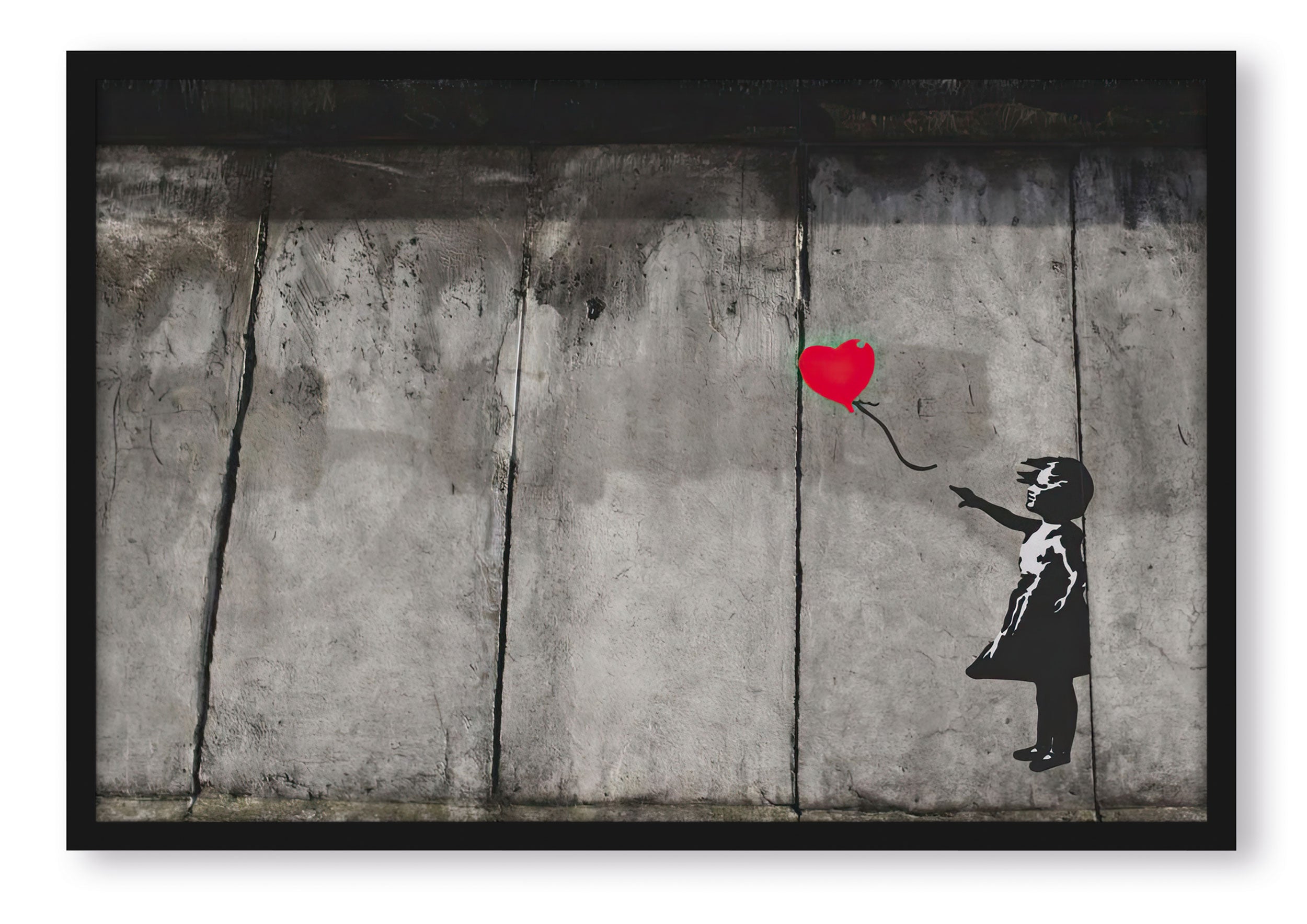 Banksy - Kind mit Ballon 2.0, Poster im Rahmen