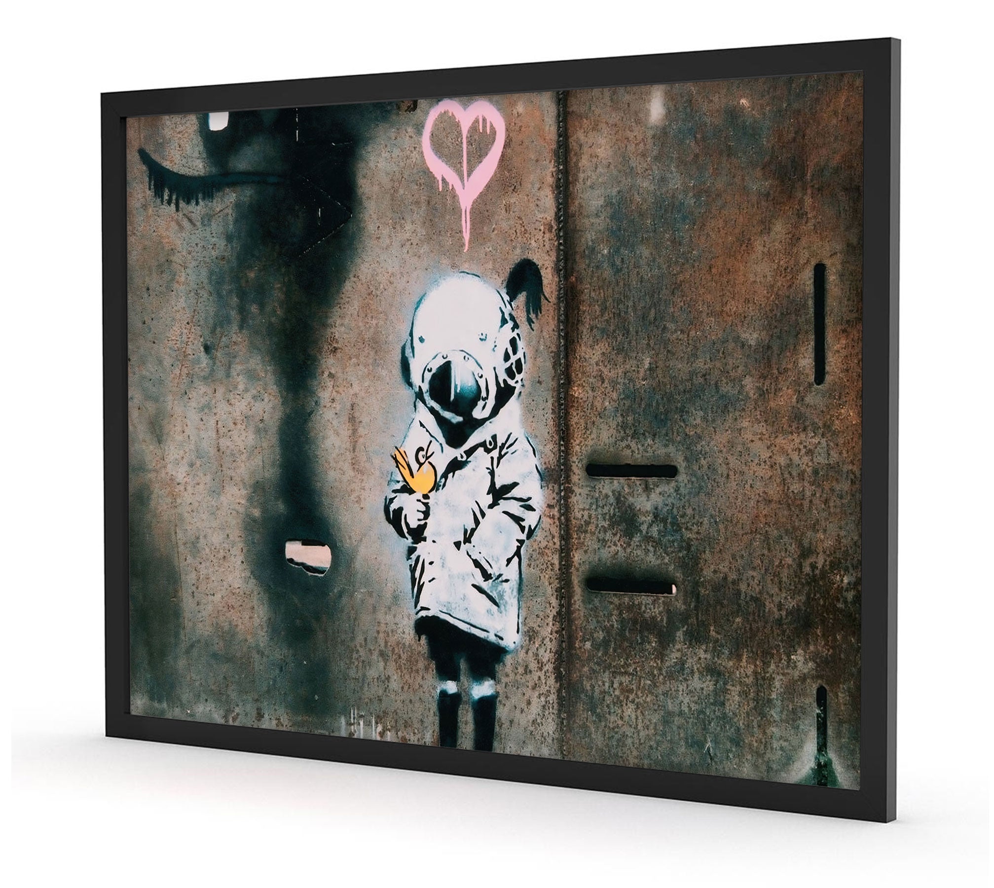 Banksy - Girl in Space, Poster im Rahmen