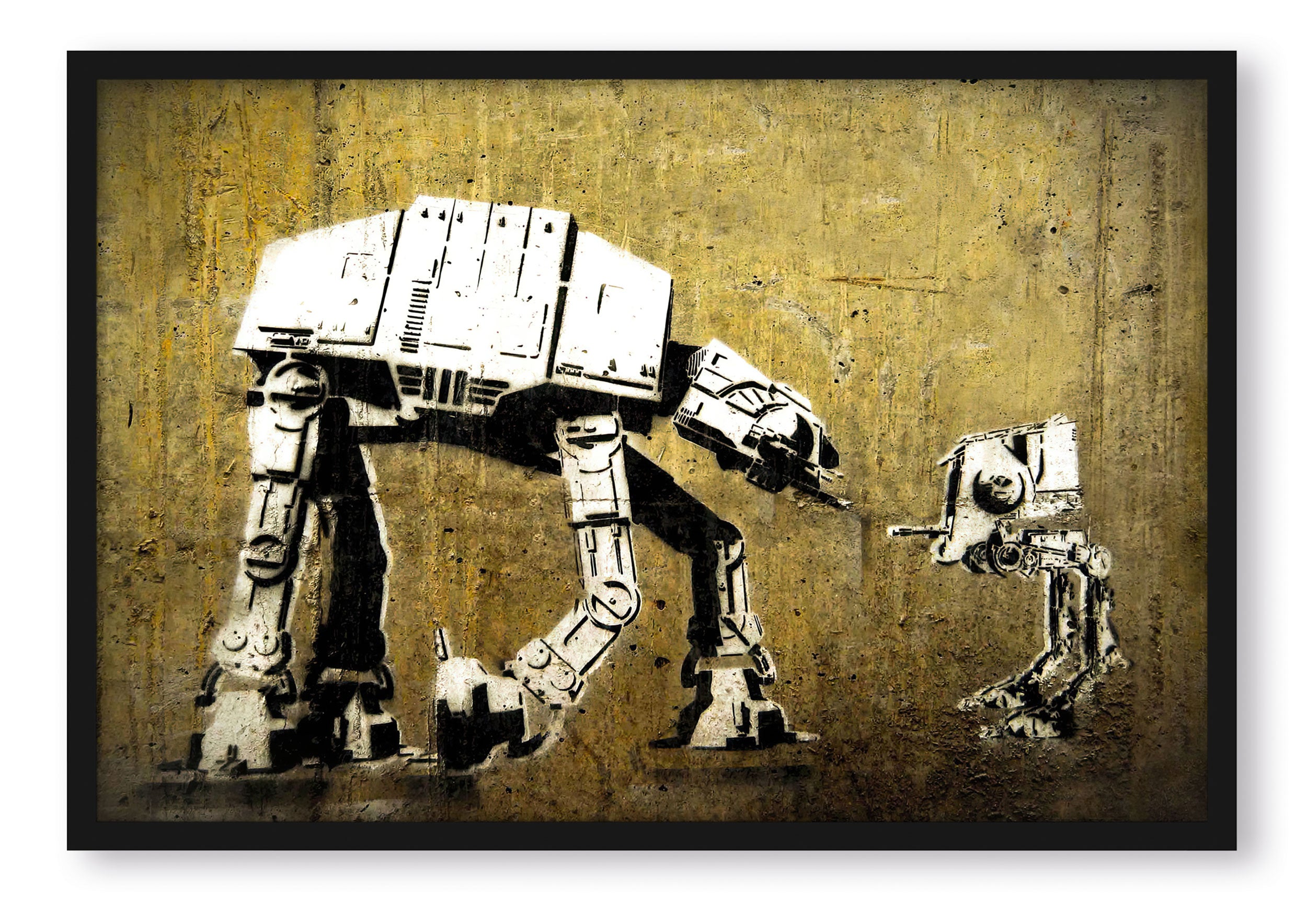 Banksy - Zwei Roboter , Poster im Rahmen