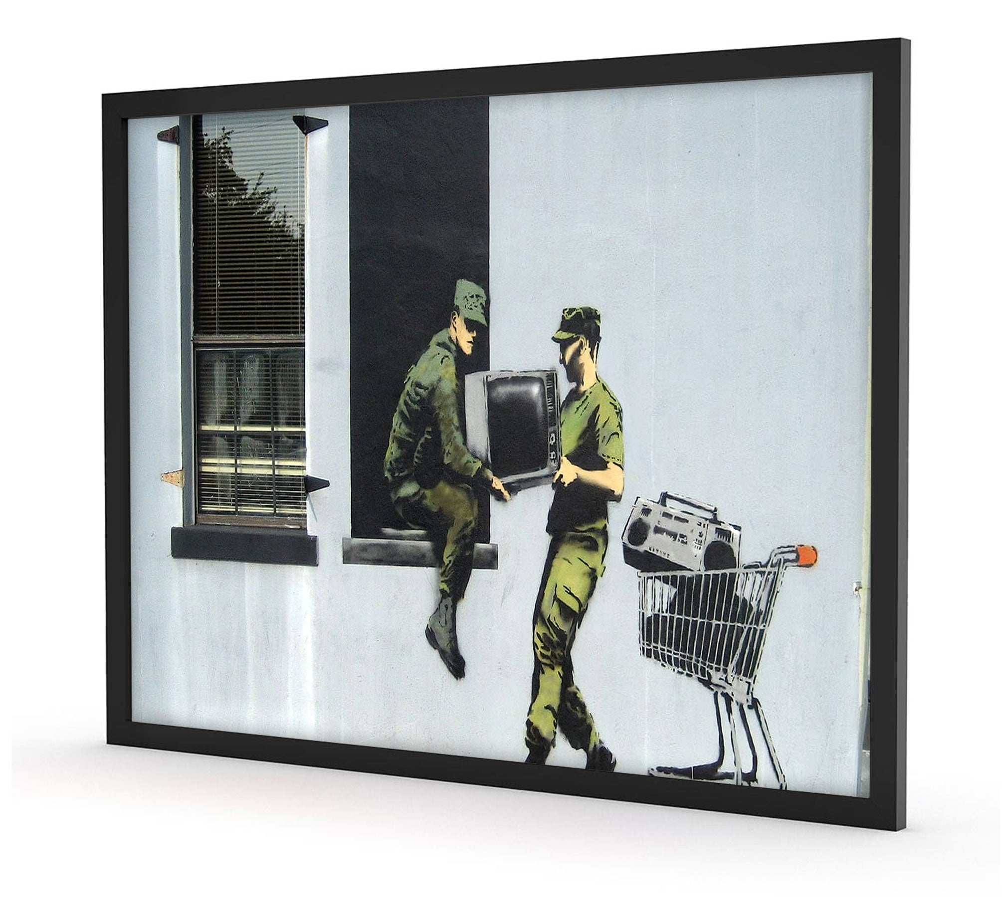 Banksy - Looting Soldiers, Poster im Rahmen