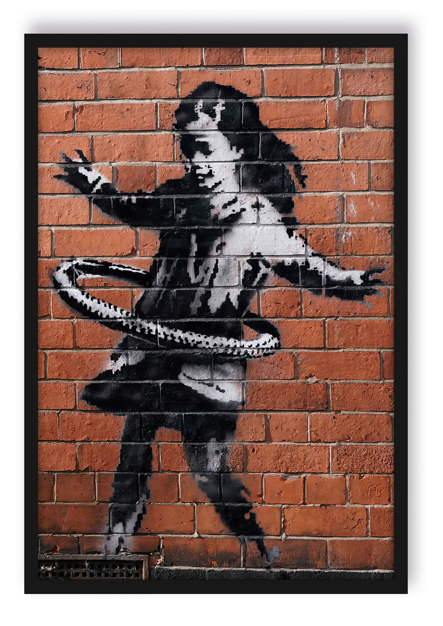 Banksy - Mädchen mit Hulahoop, Poster im Rahmen