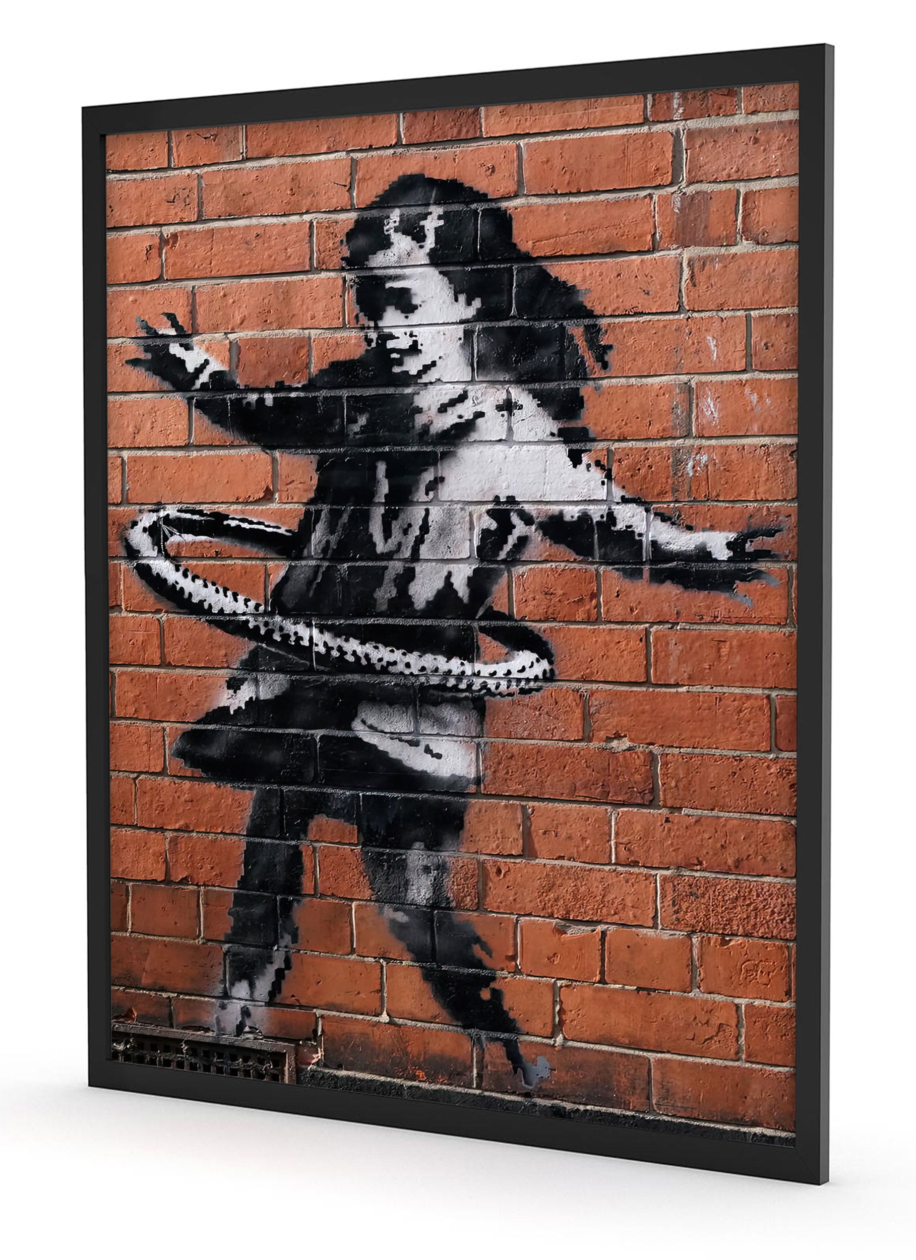 Banksy - Mädchen mit Hulahoop, Poster im Rahmen