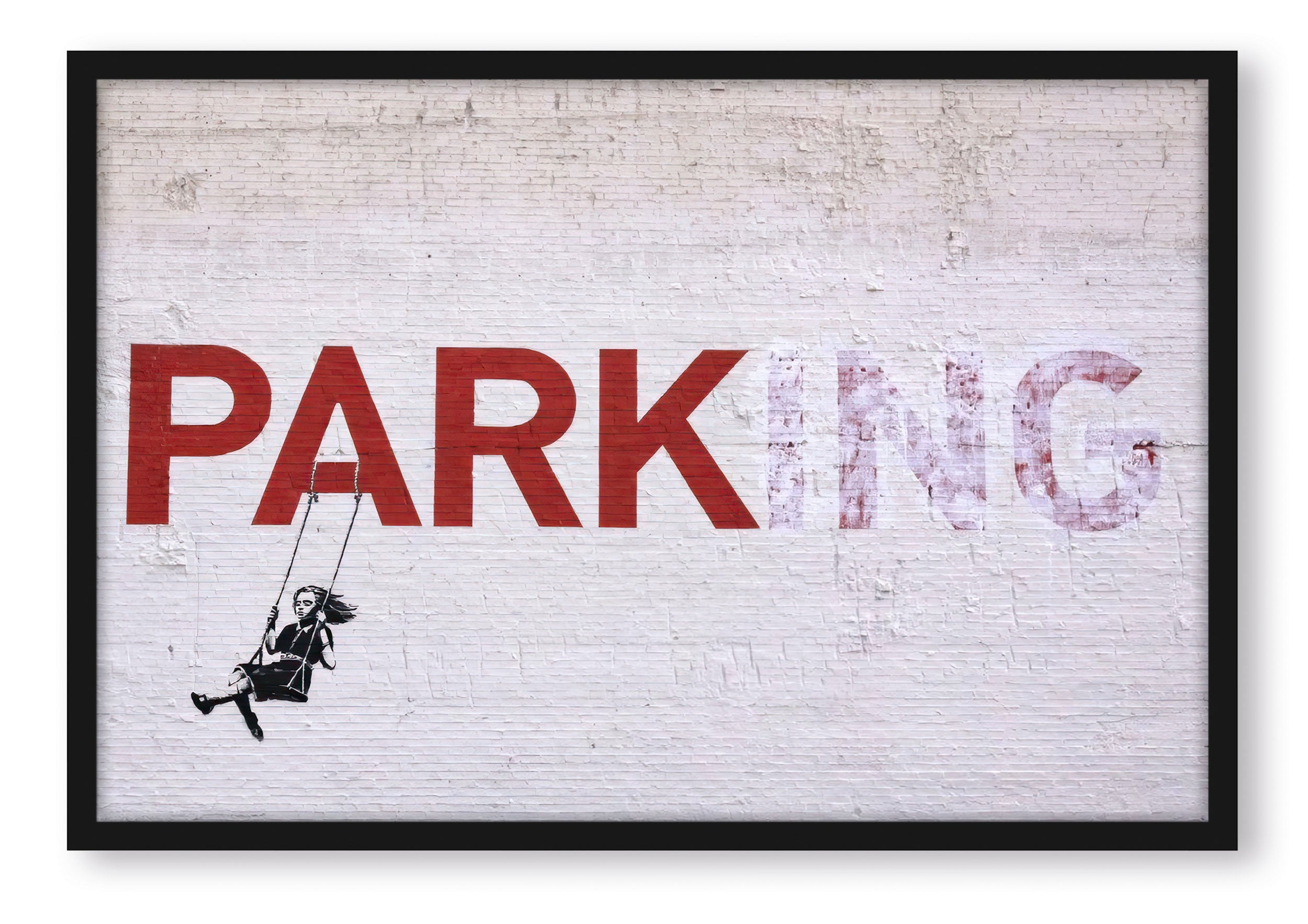 Banksy - Parking, Poster im Rahmen