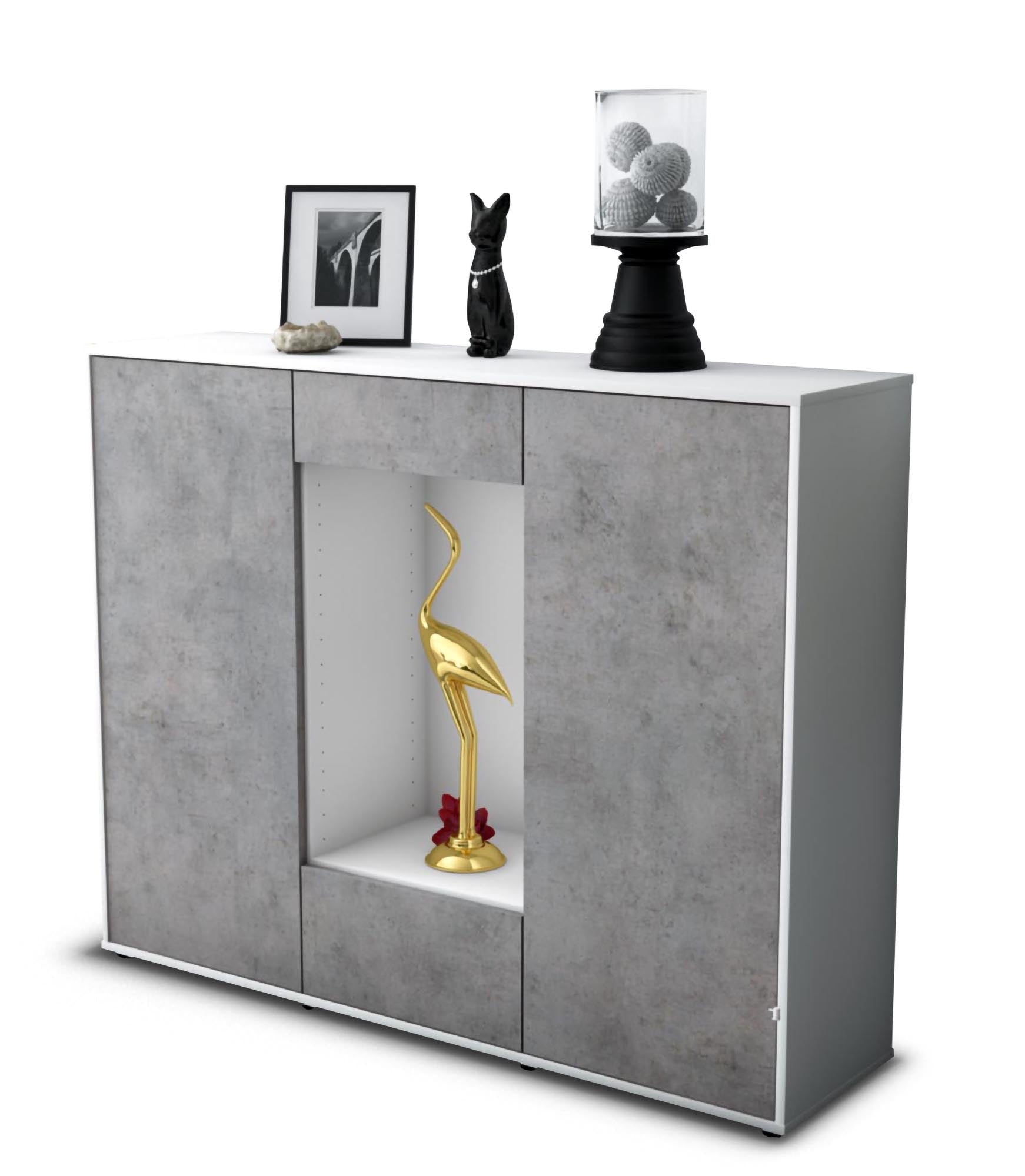 Highboard - Nova - Design Industrie Stil - Freistehend mit Push to Open 136 cm Weiss