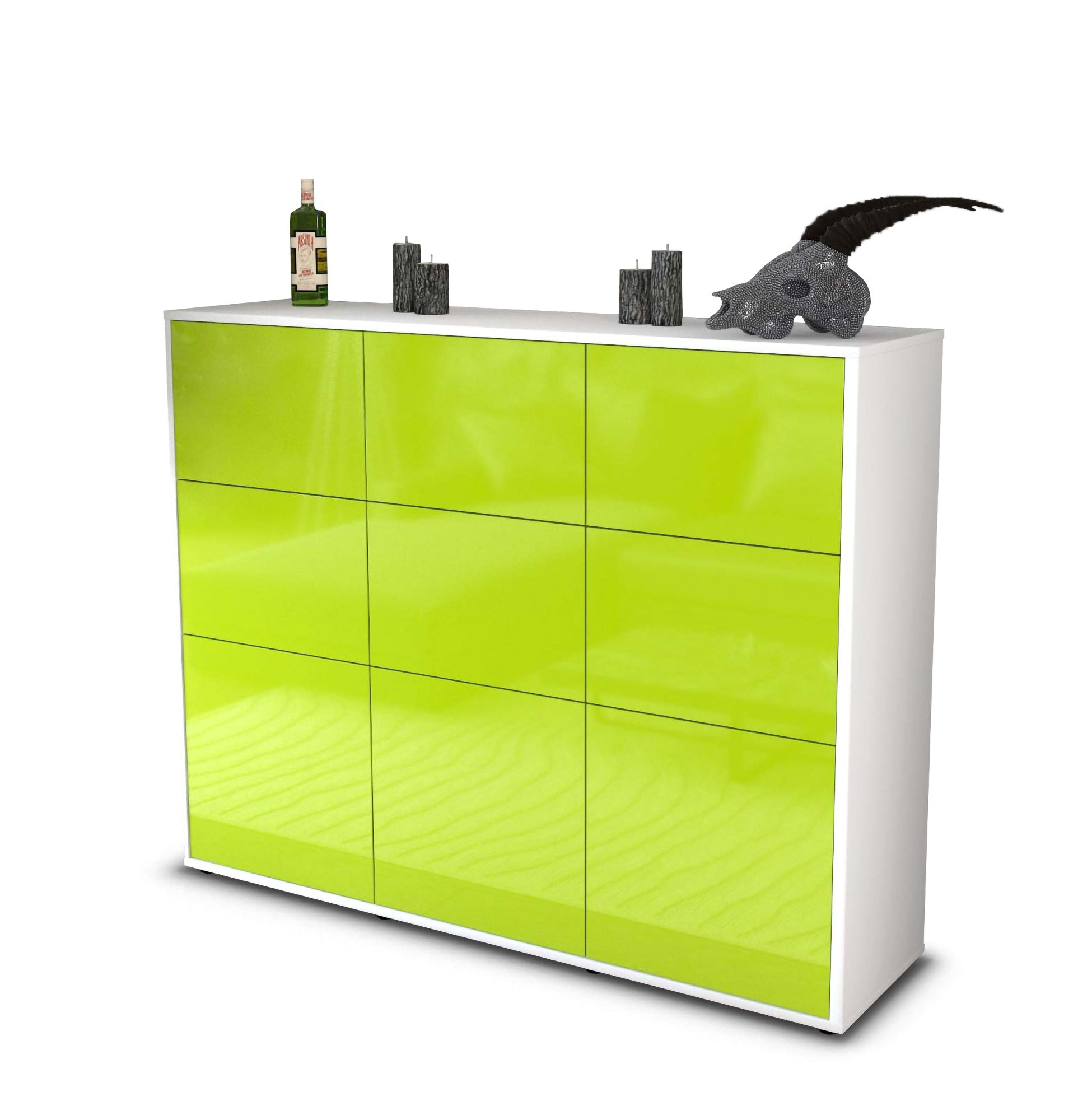 Highboard - Silvana - Design Hochglanz - Freistehend mit Push to Open 136 cm Weiss