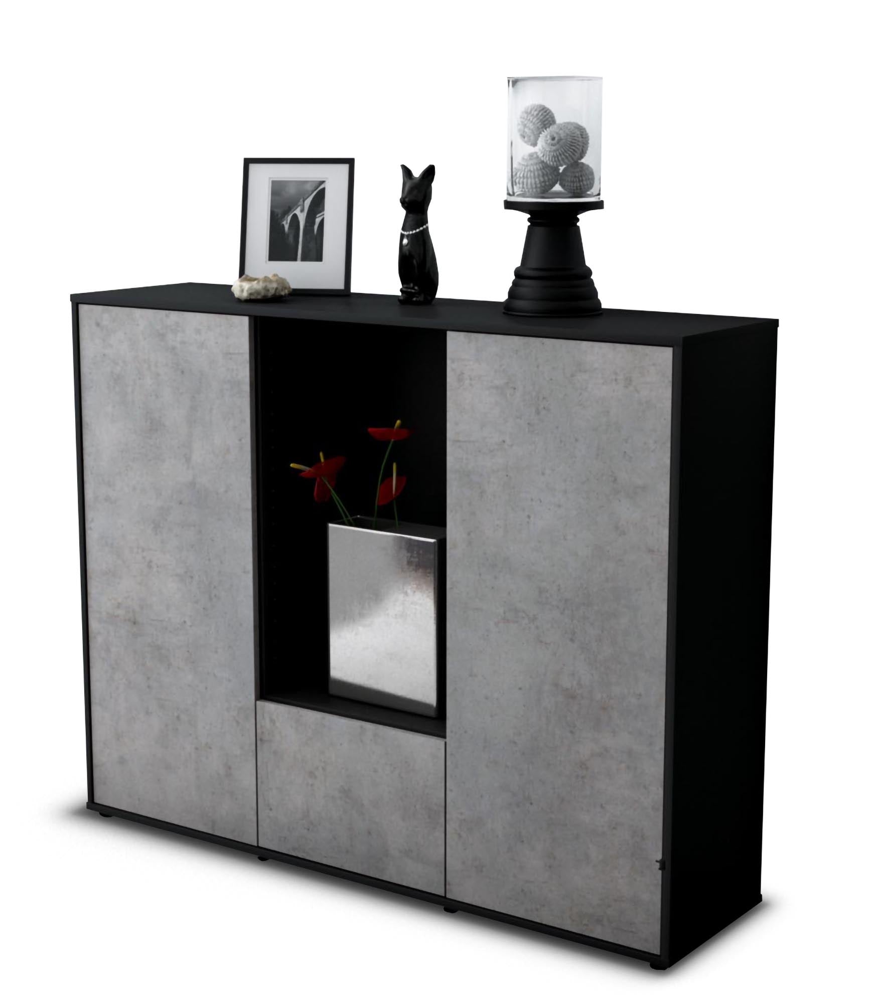 Highboard - Renata - Design Industrie Stil - Freistehend mit Push to Open 136 cm Anthrazit