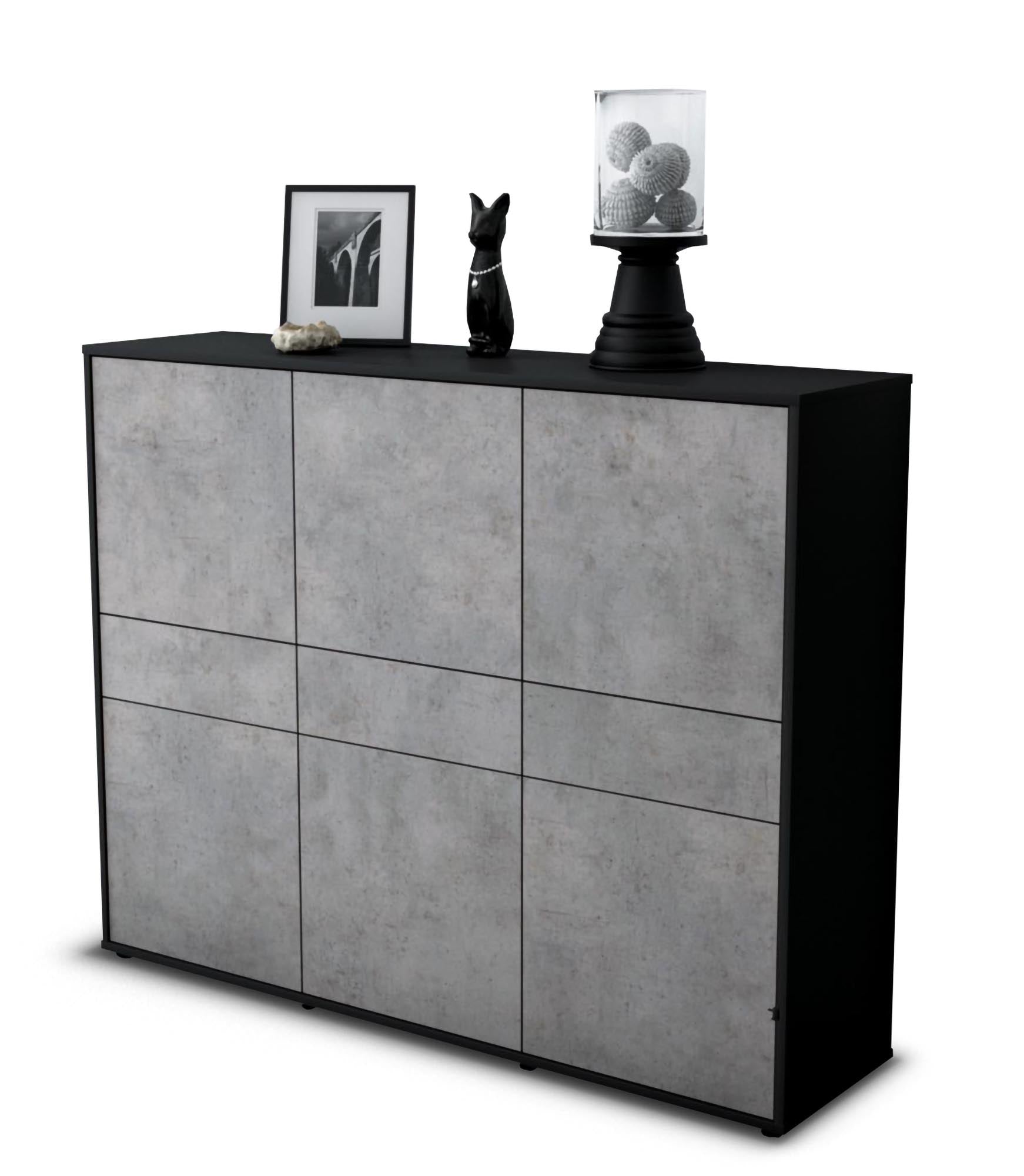 Highboard - Saphira - Design Industrie Stil - Freistehend mit Push to Open 136 cm Anthrazit