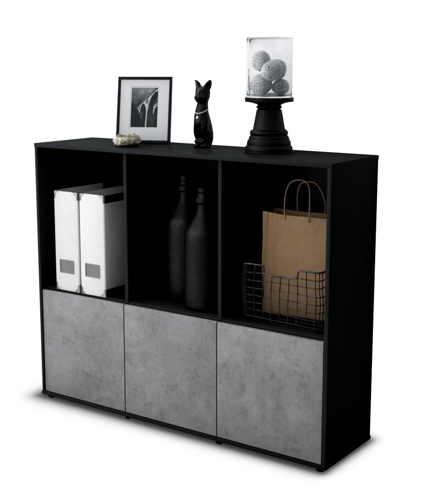 Highboard - Seraphine - Design Industrie Stil - Freistehend mit Push to Open 136 cm Anthrazit