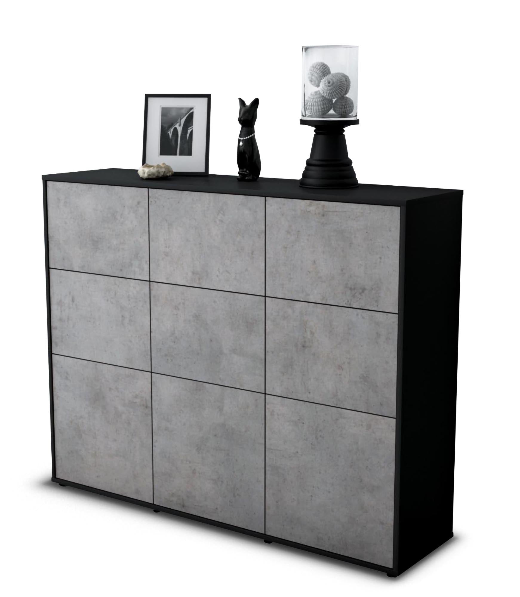 Highboard - Silvana - Design Industrie Stil - Freistehend mit Push to Open 136 cm Anthrazit