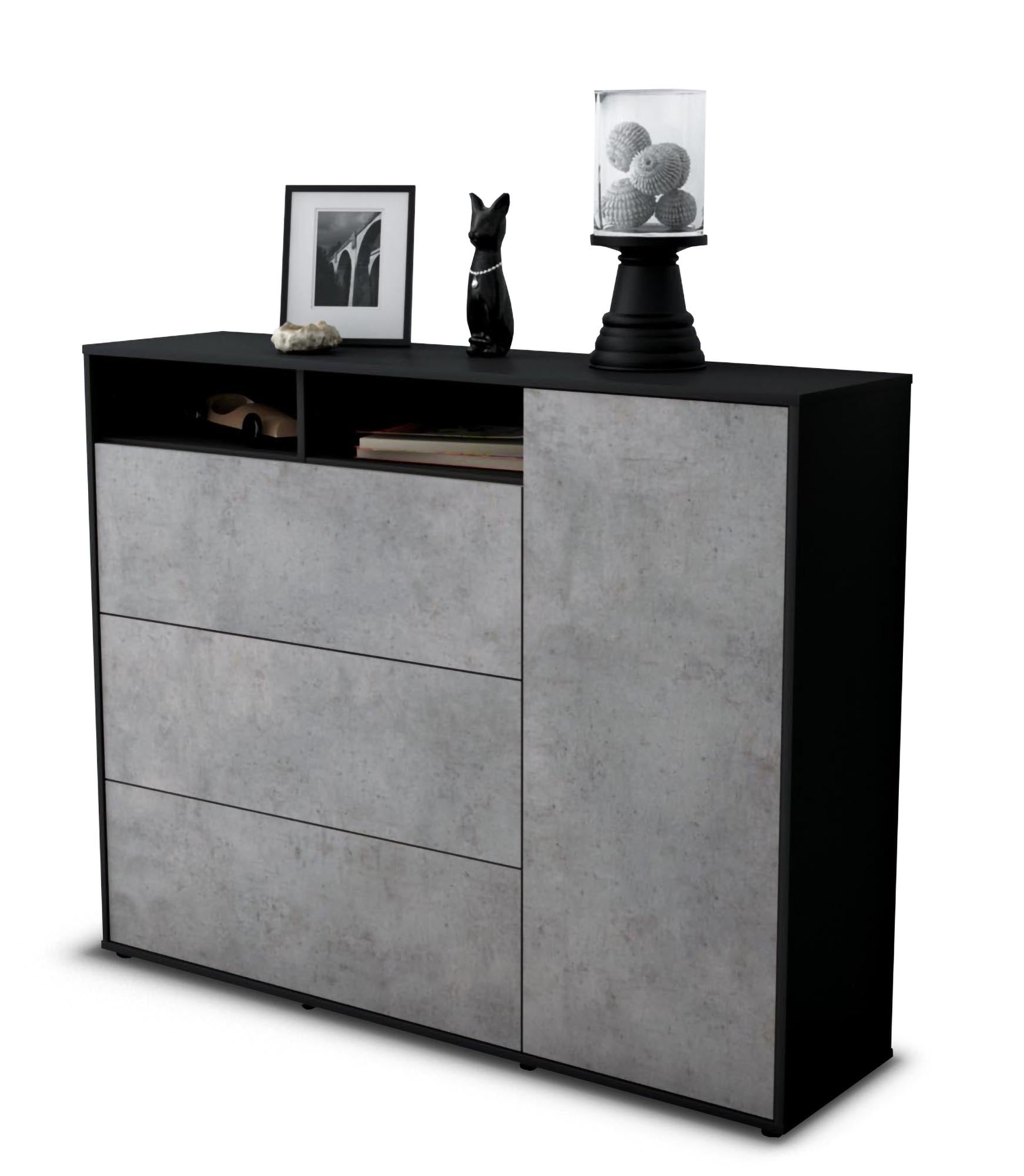 Highboard - Vita - Design Industrie Stil - Freistehend mit Push to Open 136 cm Anthrazit