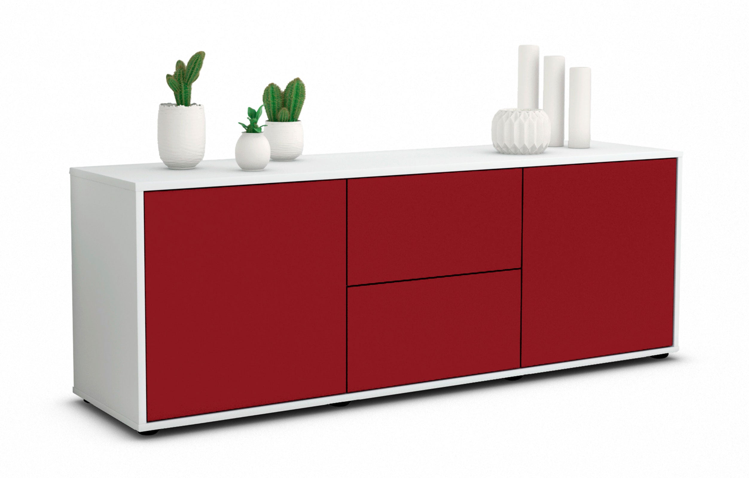 Lowboard - Alma - Design Farbakzent - Freistehend mit Push to Open 136 cm Weiss