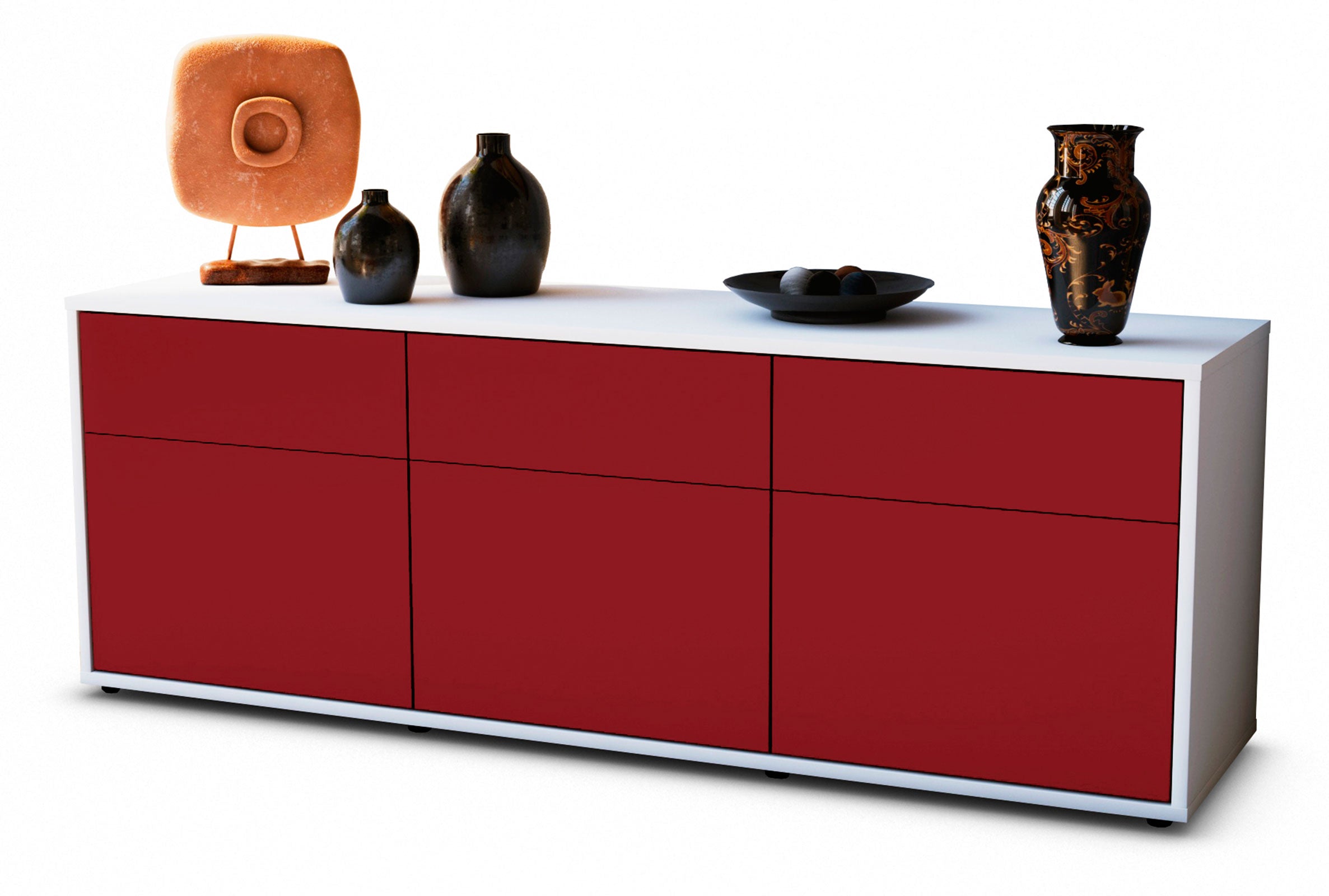 Lowboard - Angela - Design Farbakzent - Freistehend mit Push to Open 136 cm Weiss