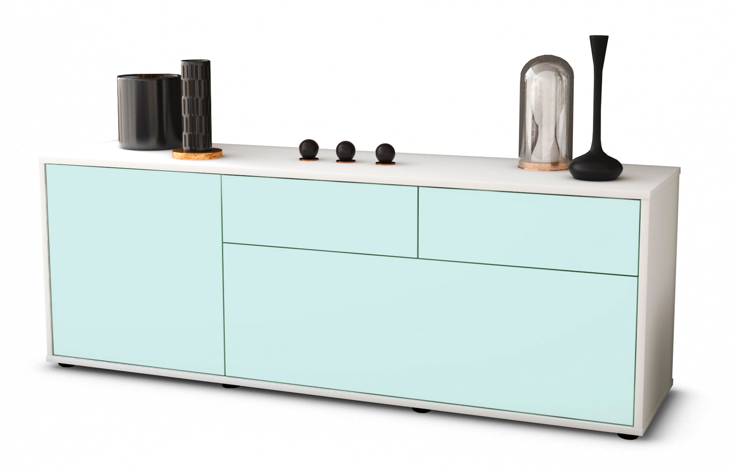 Lowboard - Annabell - Design Farbakzent - Freistehend mit Push to Open 136 cm Weiss