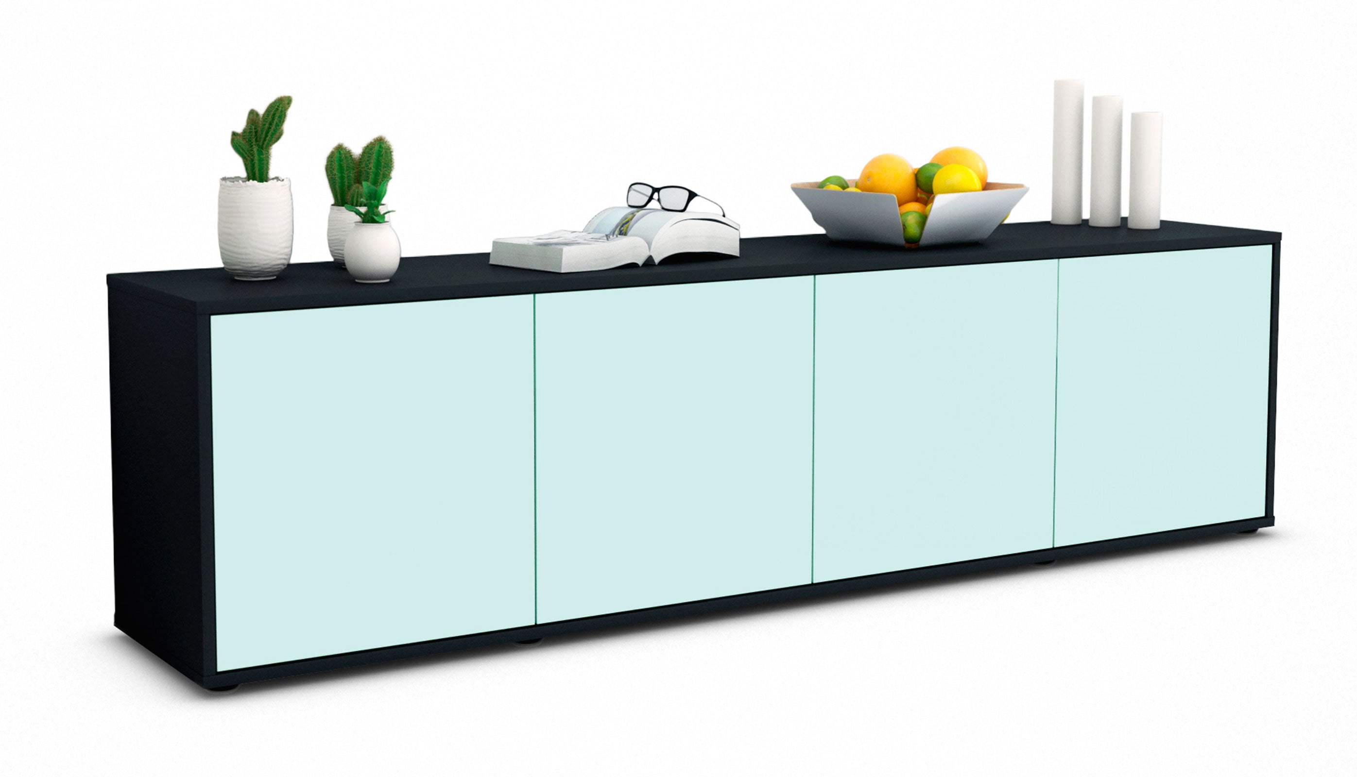 Lowboard - Antonia - Design Farbakzent - Freistehend mit Push to Open 180 cm Anthrazit