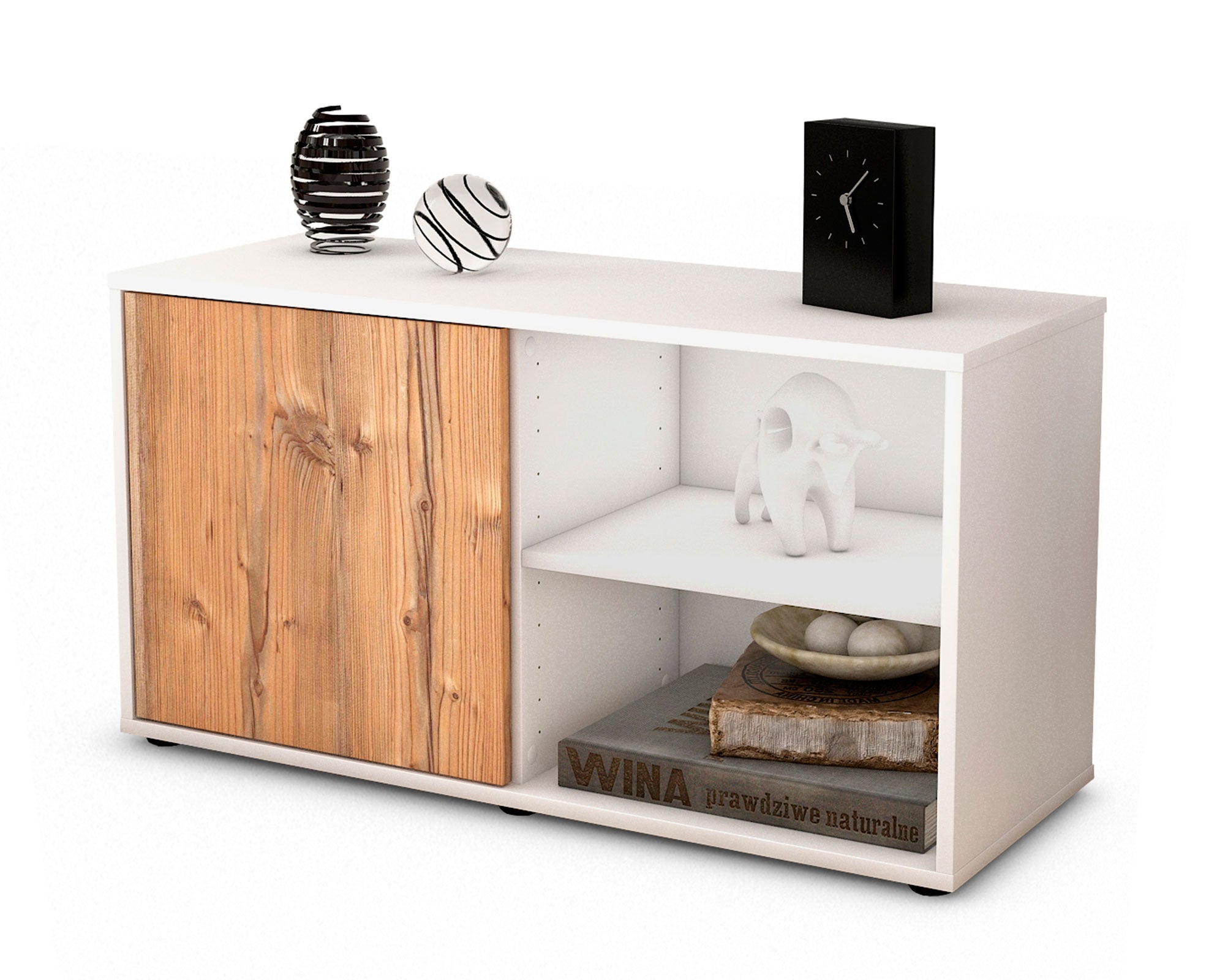 Lowboard - Adelia - Design Holzdekor - Freistehend mit Push to Open 92 cm Weiss