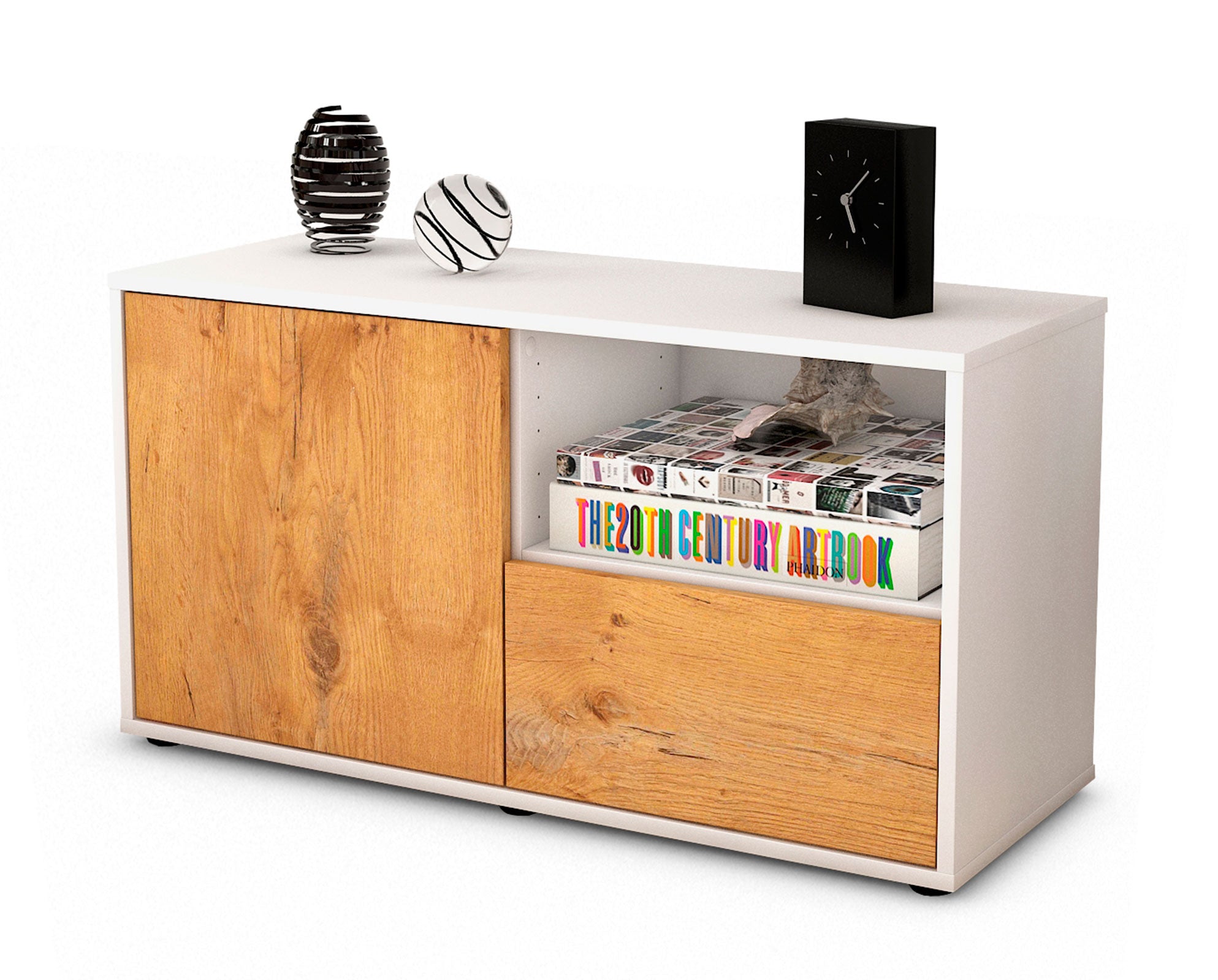 Lowboard - Adriana - Design Holzdekor - Freistehend mit Push to Open 92 cm Weiss