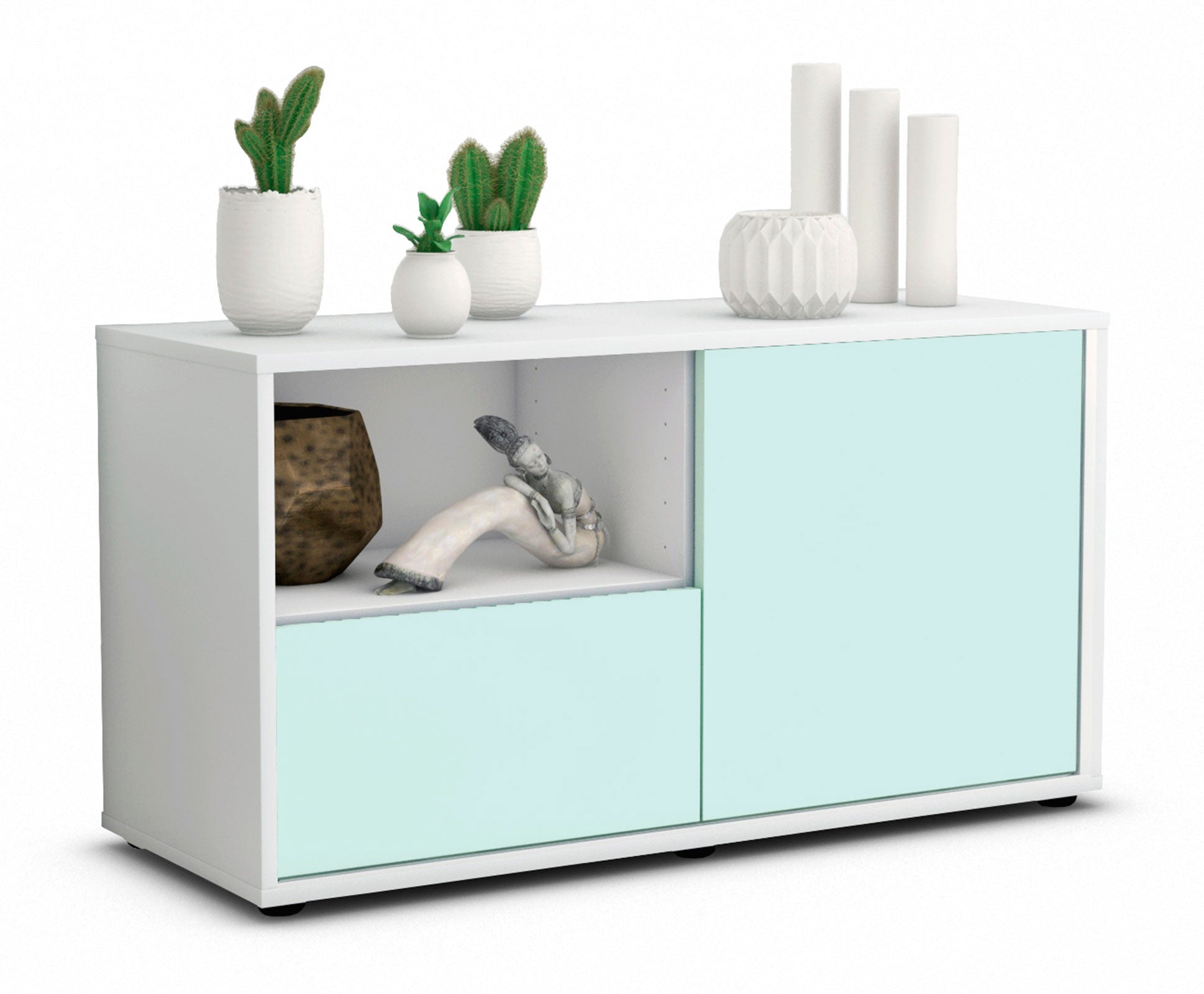 Lowboard - Adrina - Design Farbakzent - Freistehend mit Push to Open 92 cm Weiss