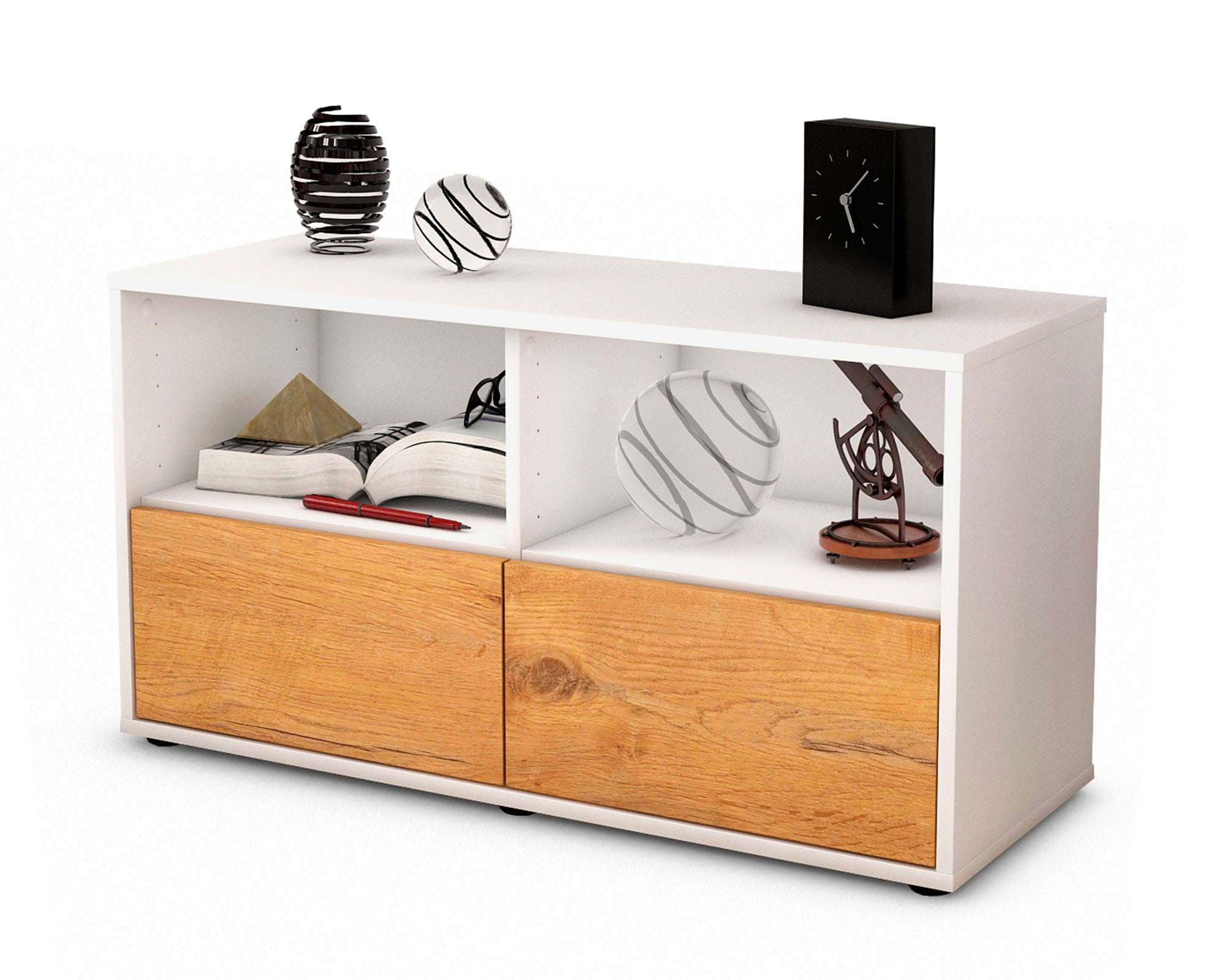Lowboard - Aeon - Design Holzdekor - Freistehend mit Push to Open 92 cm Weiss