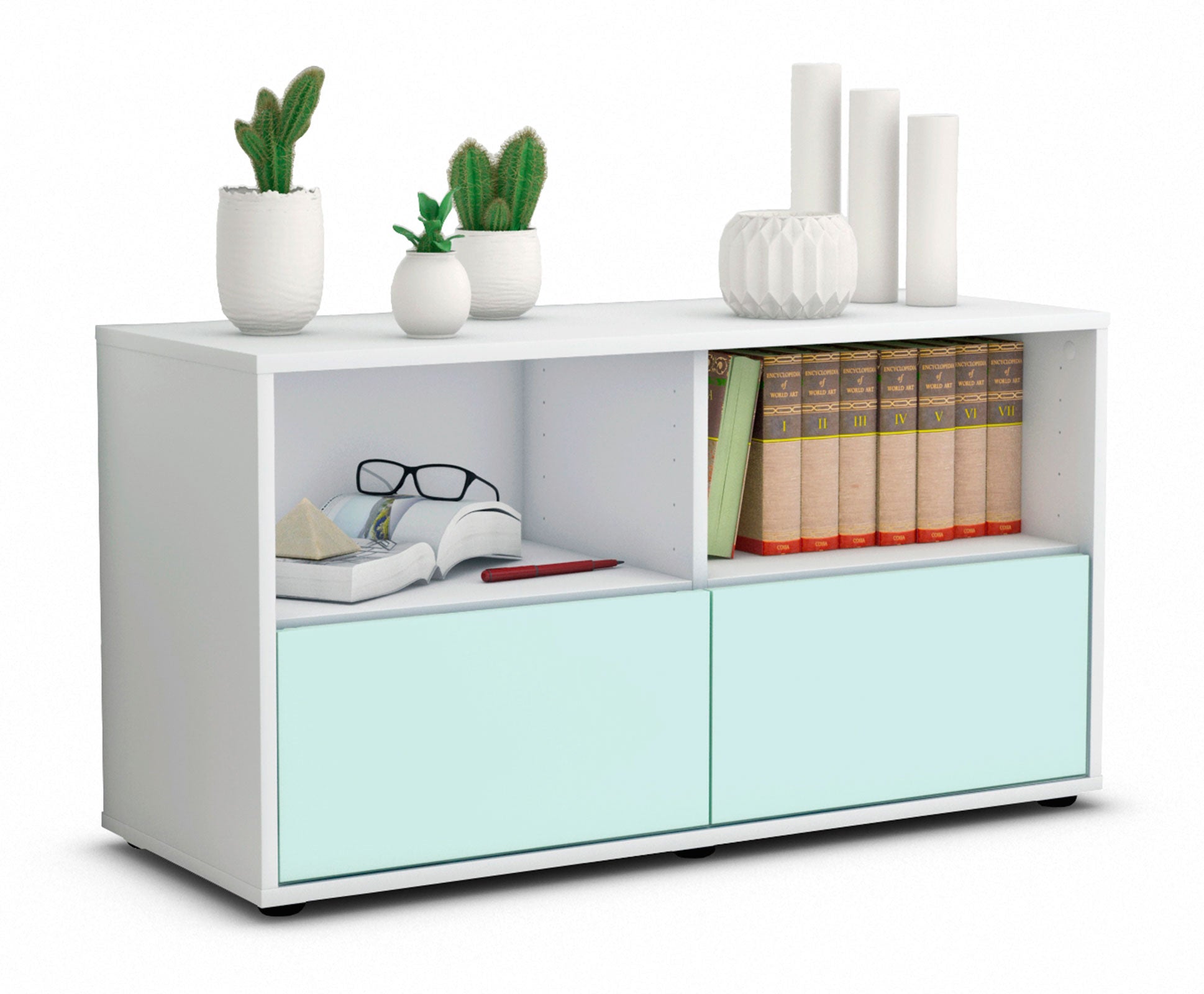Lowboard - Aeon - Design Farbakzent - Freistehend mit Push to Open 92 cm Weiss