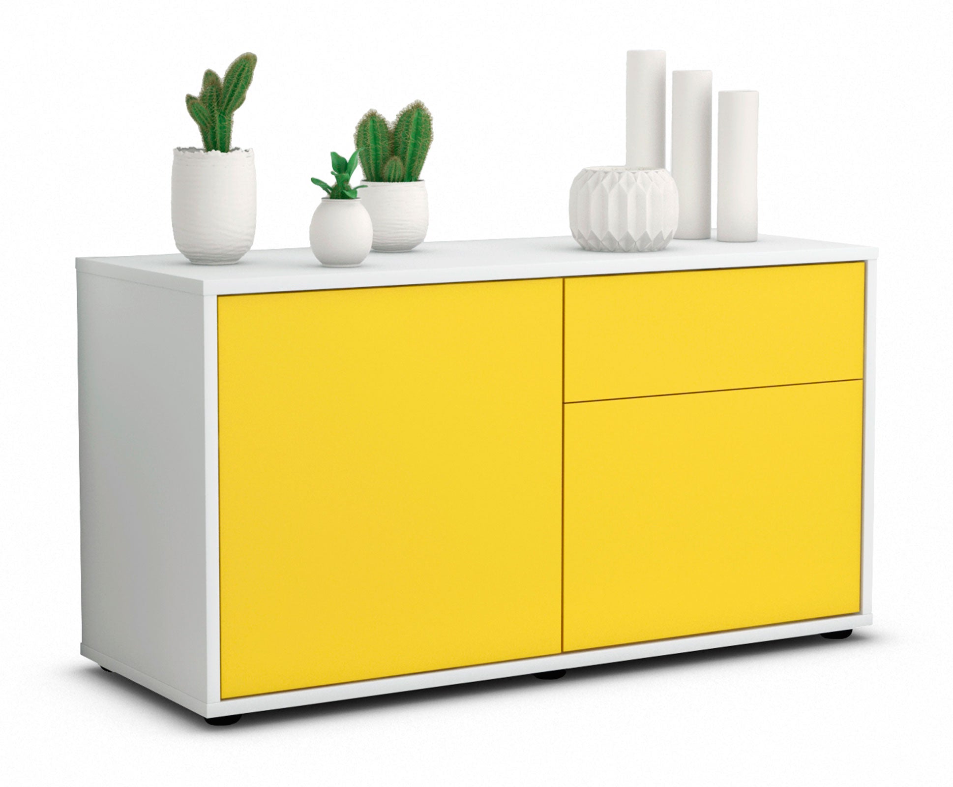 Lowboard - Aja - Design Farbakzent - Freistehend mit Push to Open 92 cm Weiss