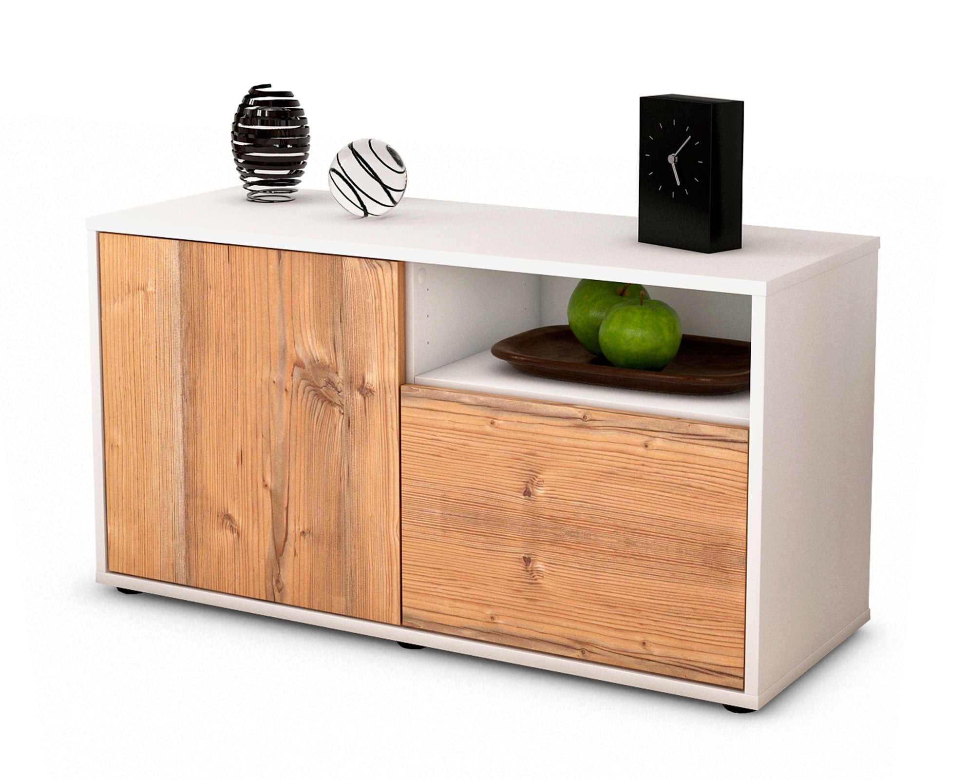 Lowboard - Ajda - Design Holzdekor - Freistehend mit Push to Open 92 cm Weiss